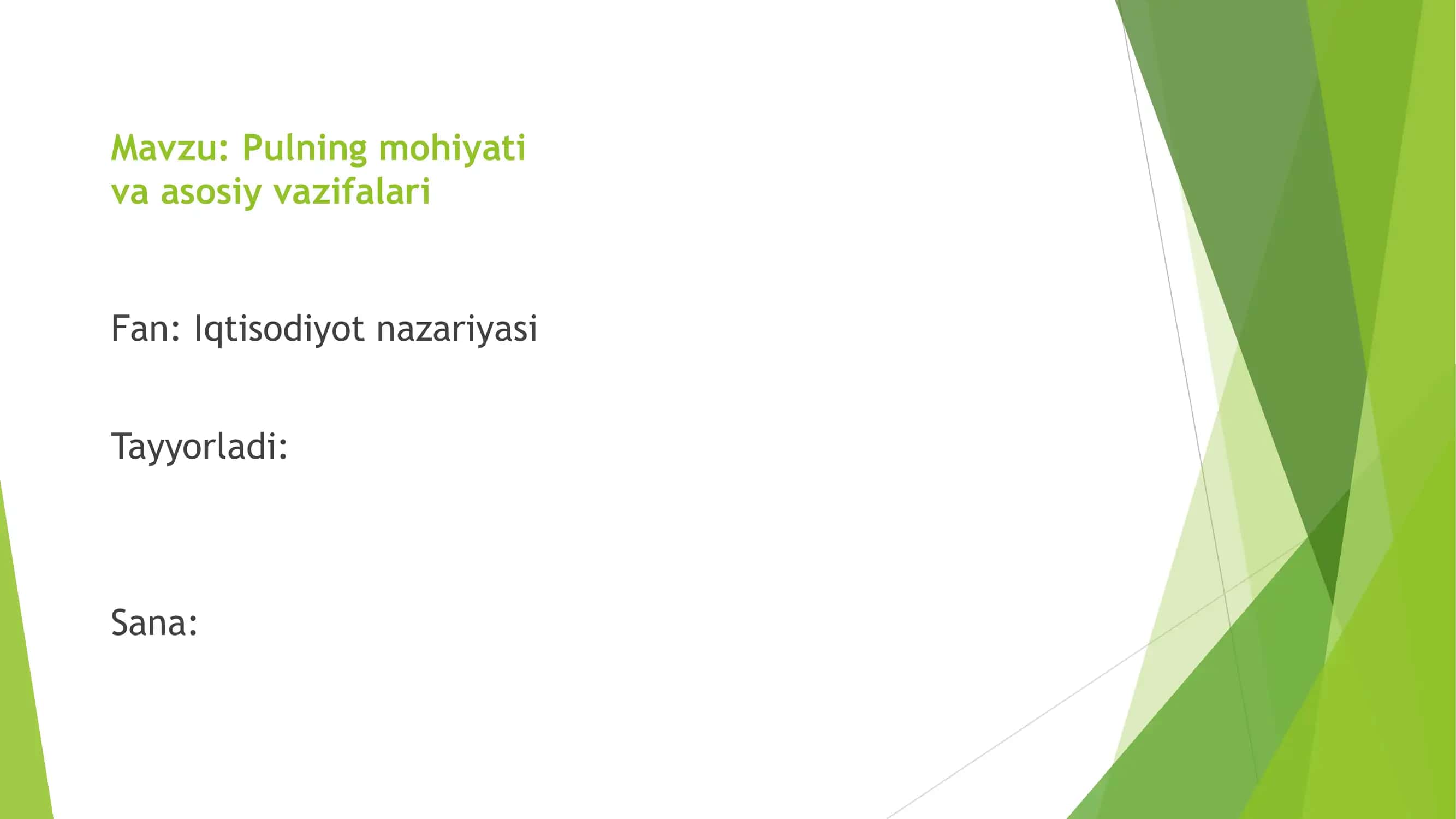 Pulning mohiyati va asosiy vazifalari