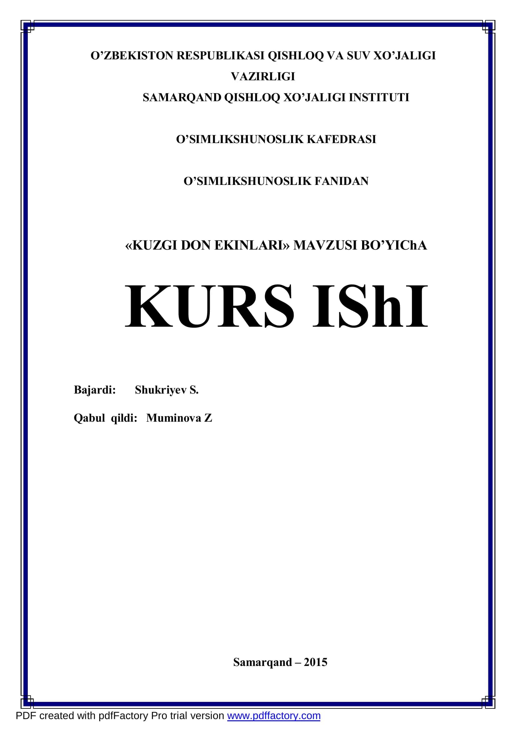 KUZGI DON EKINLARI