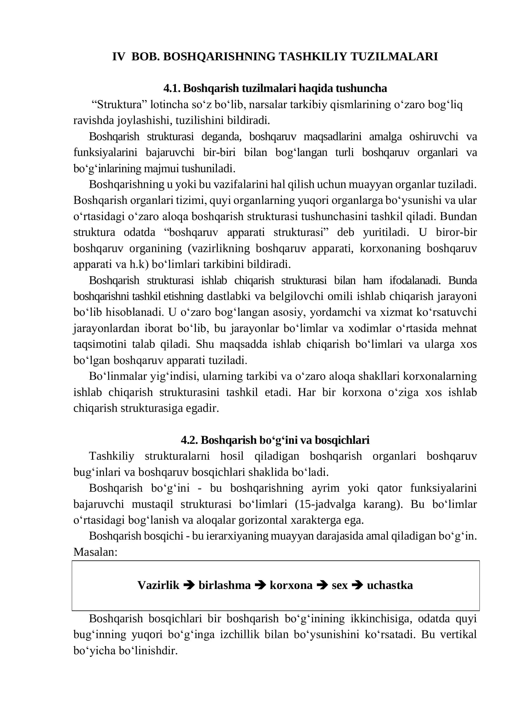 BOSHQARISHNING TASHKILIY TUZILMALARI