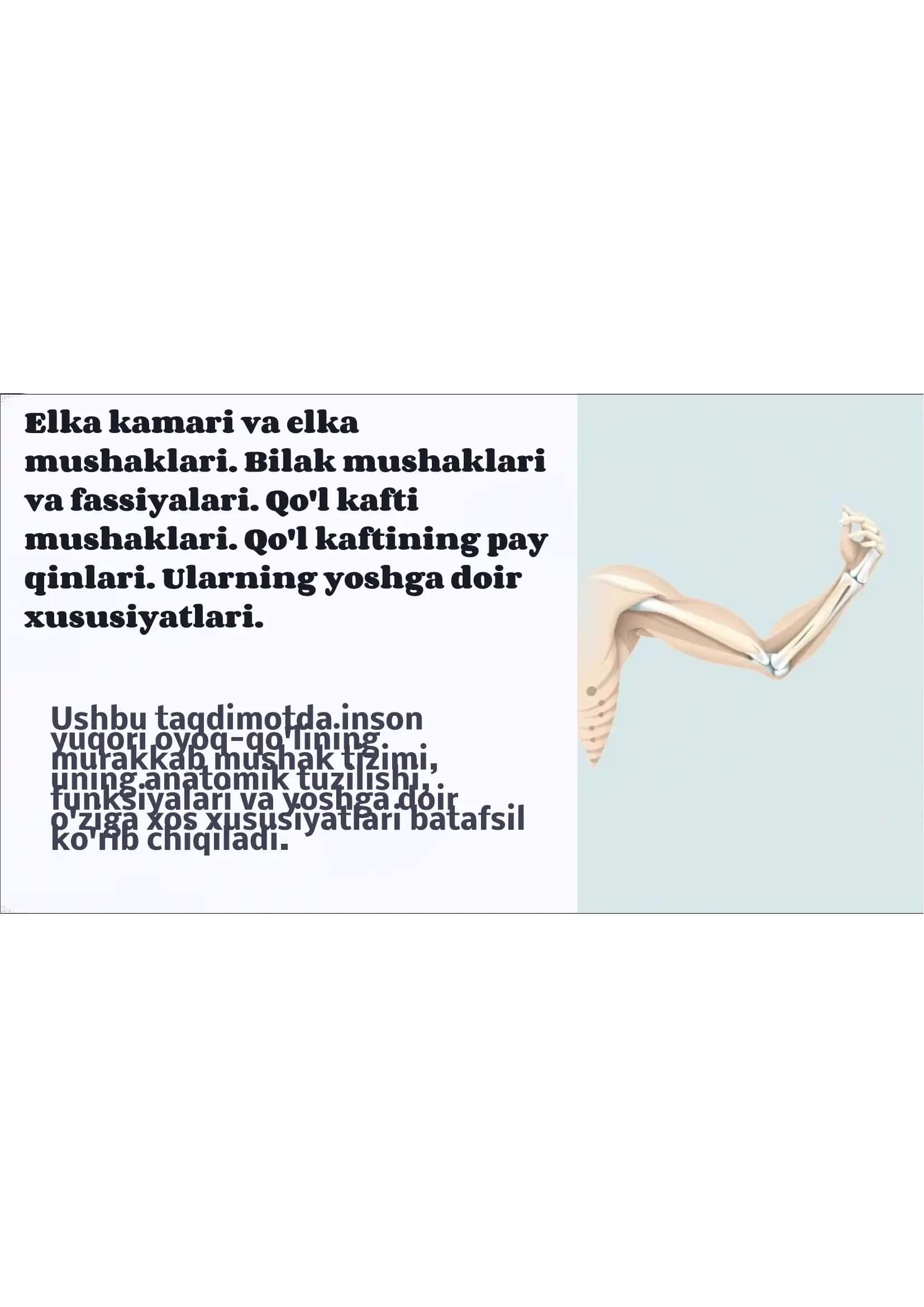 elka bilak va qo'l kaft mushaklari