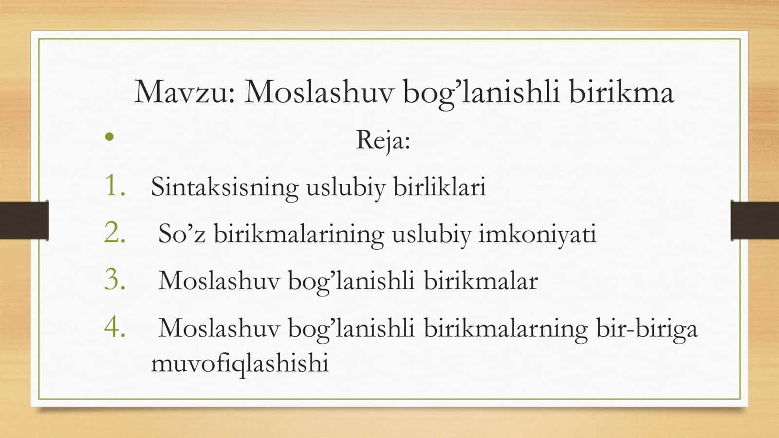Moslashuv bog’lanishli birikma