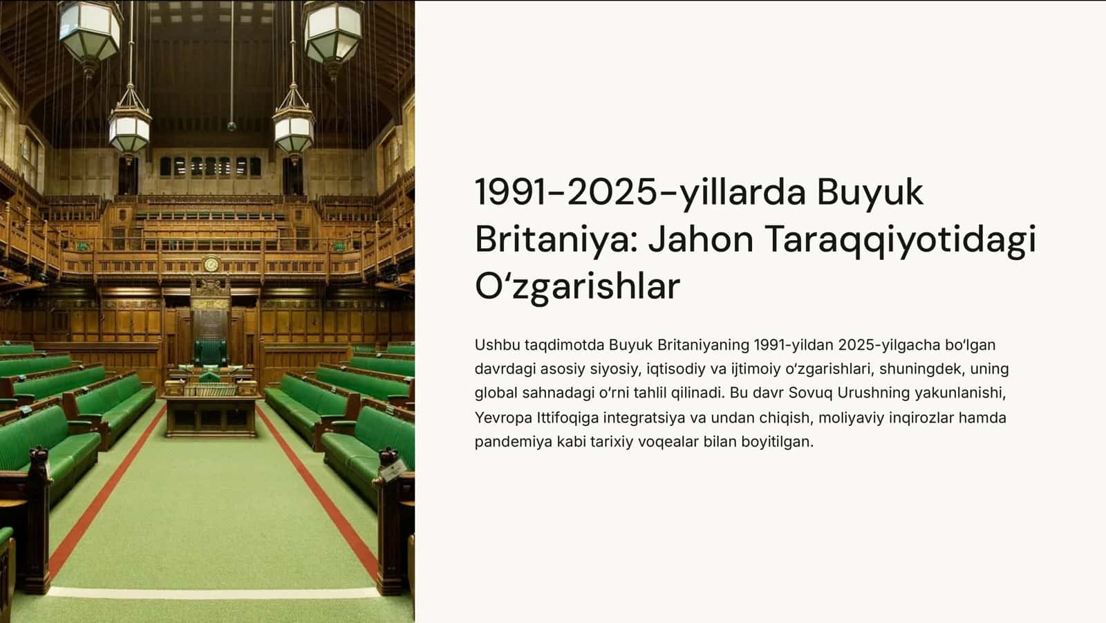 Buyuk Britaniya: Jahon Taraqqiyotidagi O‘zgarishlar