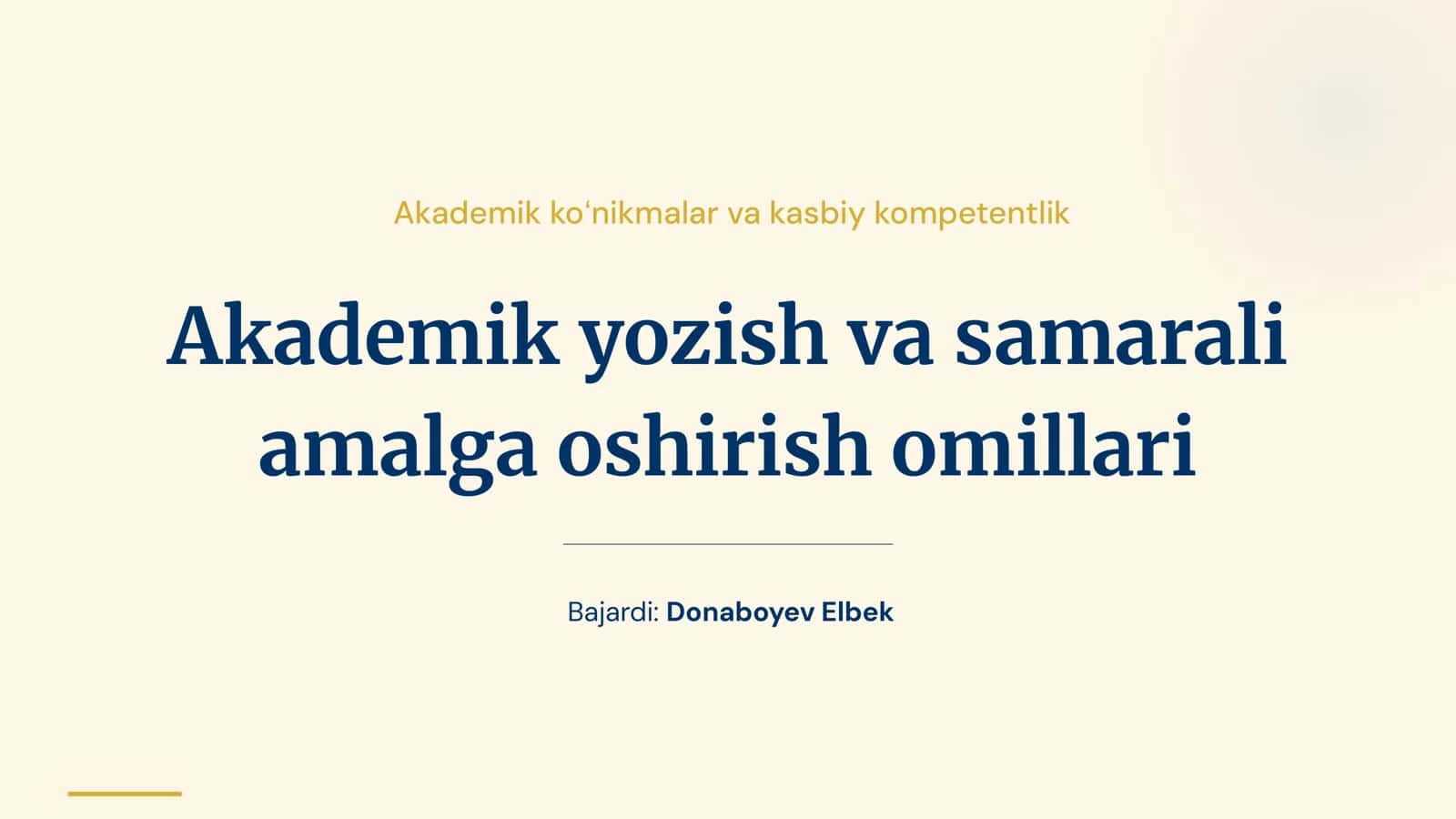 Akademik koʻnikmalar va kasbiy kompetentlik
