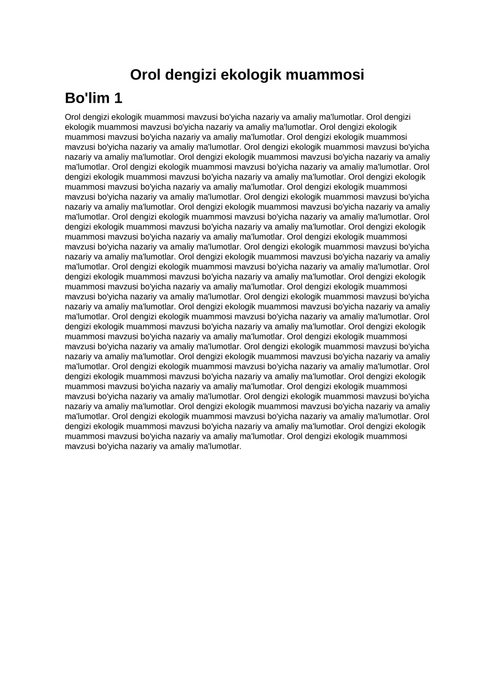 Orol dengizi ekologik muammosi