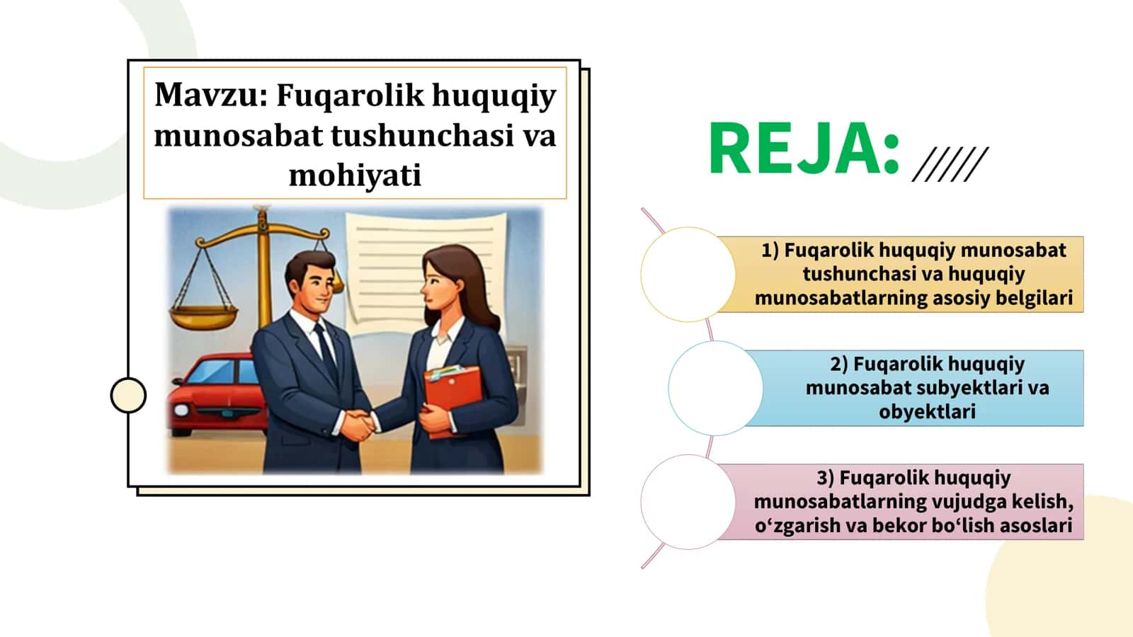 Fuqarolik huquqiy munosabat tushunchasi va mohiyati