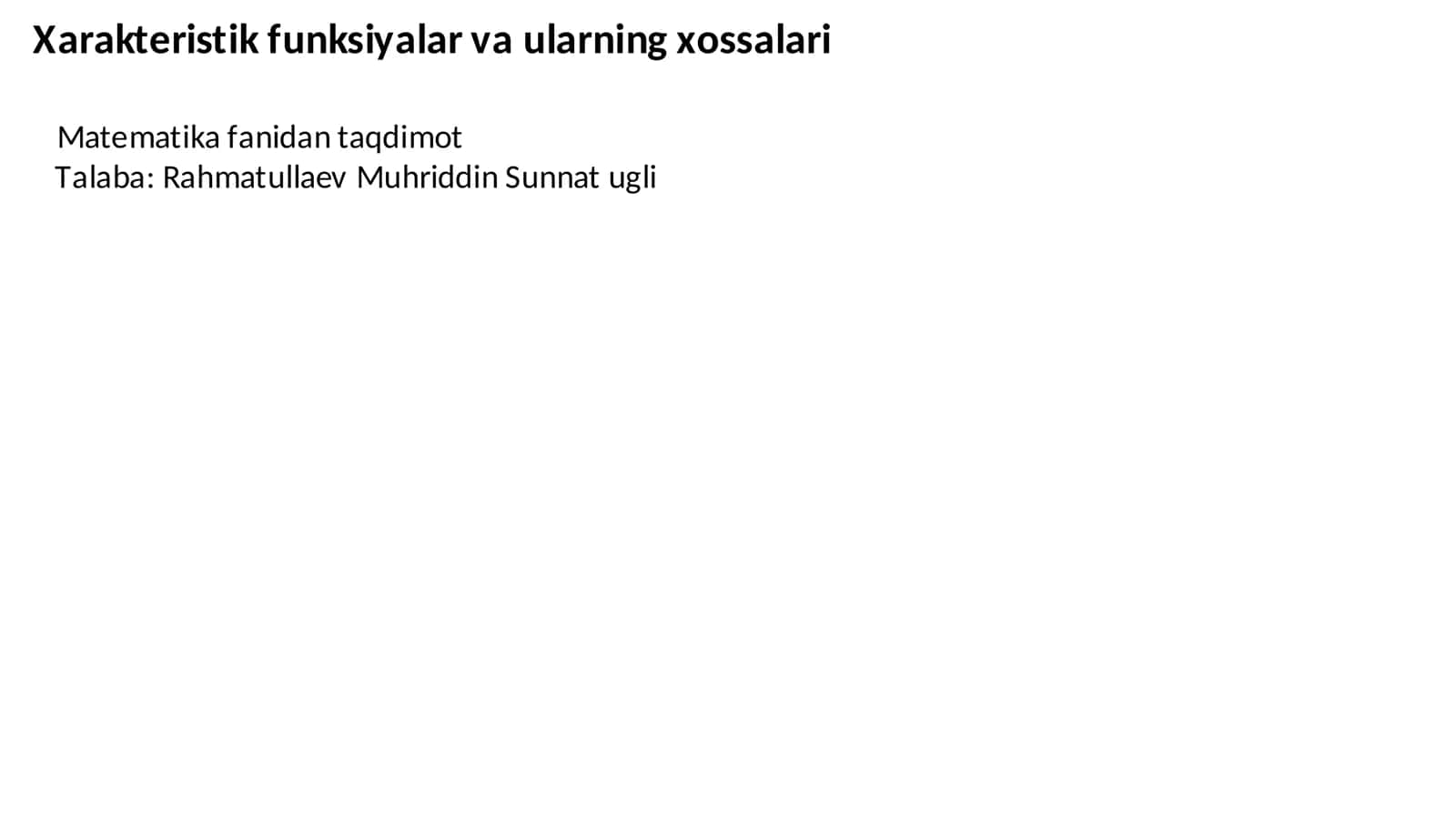 Xarakteristik funksiyalar