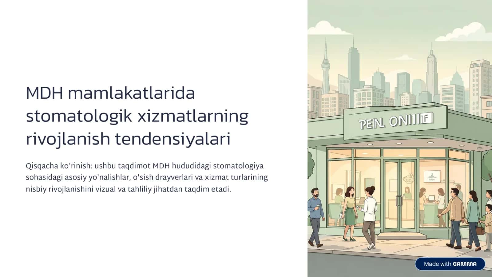 MDH mamlakatlarida stomatologik xizmatlarning rivojlanish tendensiyalari