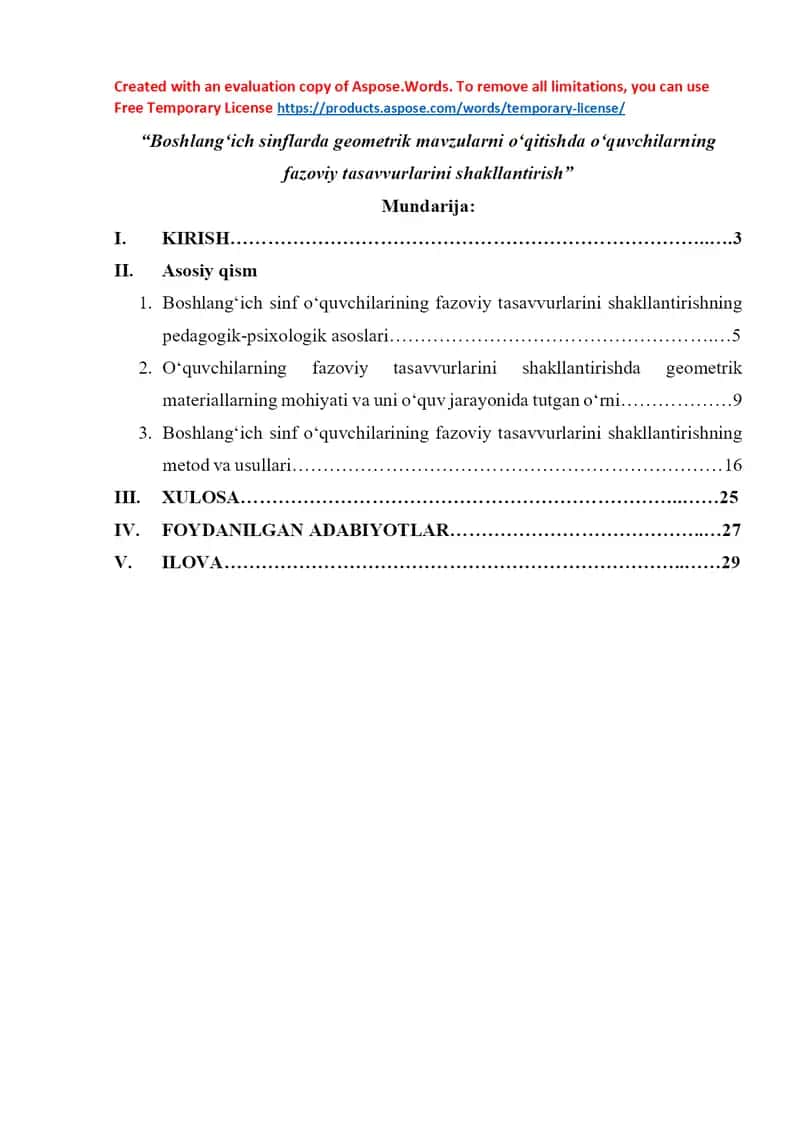 Boshlang‘ich sinflarda geometrik mavzularni o‘qitishda o‘quvchilarning fazoviy tasavvurlarini shakllantirish