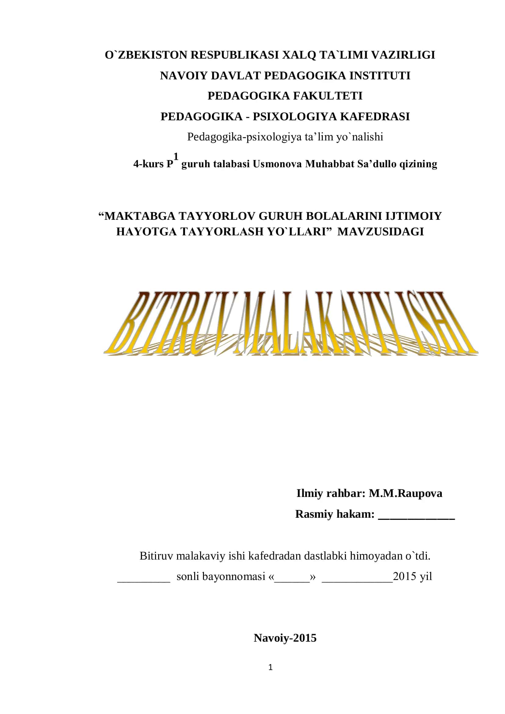 MAKTABGA TAYYORLOV GURUH BOLALARINI IJTIMOIY HAYOTGA TAYYORLASH YO`LLARI