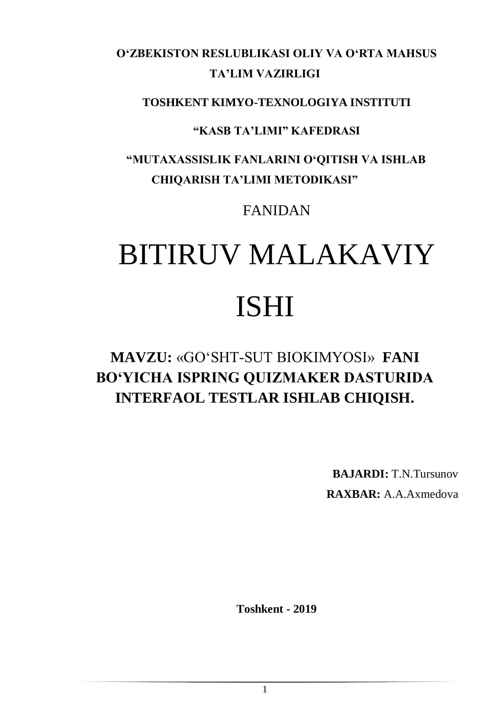 GO‘SHT-SUT BIOKIMYOSI