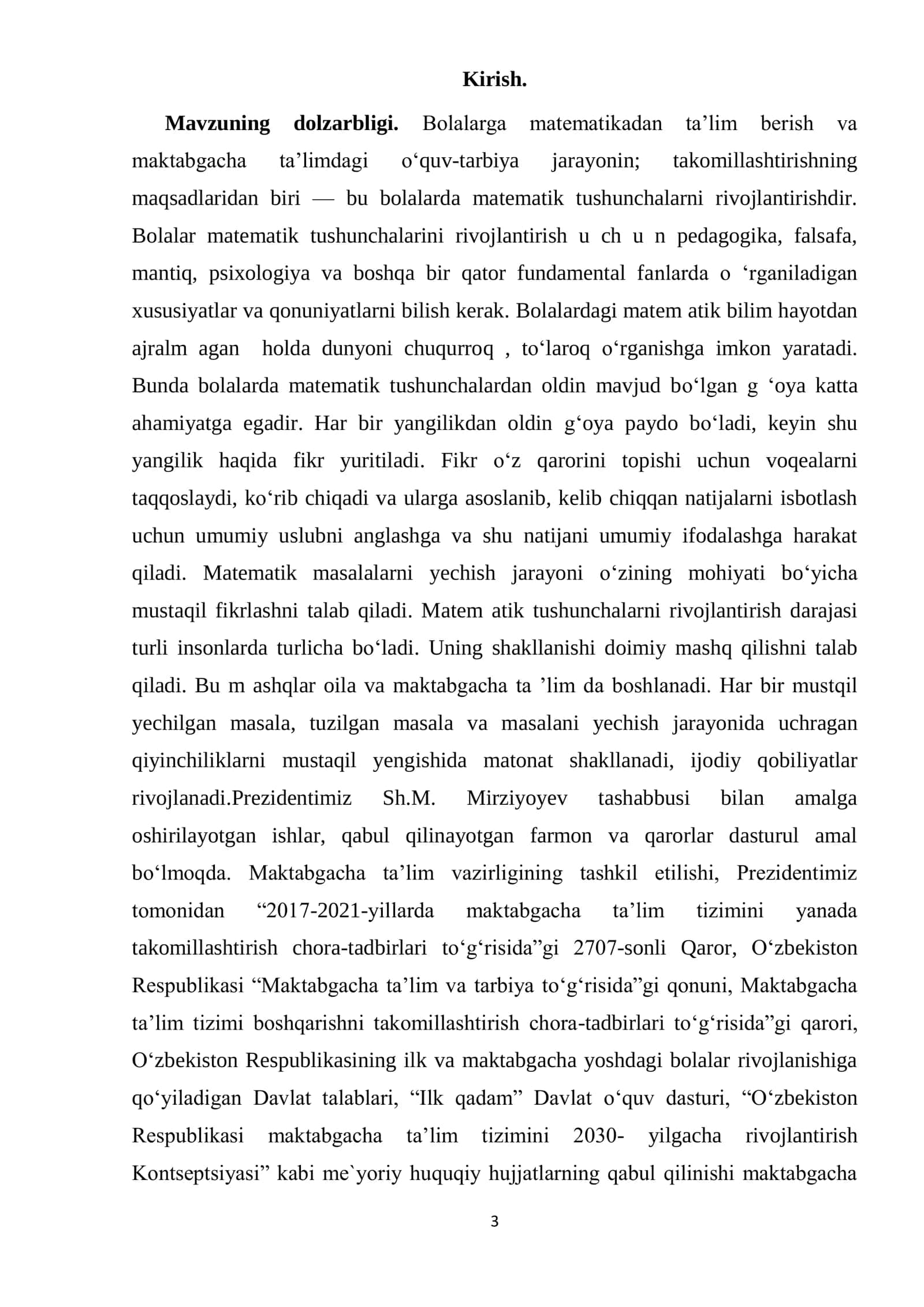 Matematikadan ta'lim berish va maktabgacha ta'limdagi o‗quv-tarbiya jarayonin