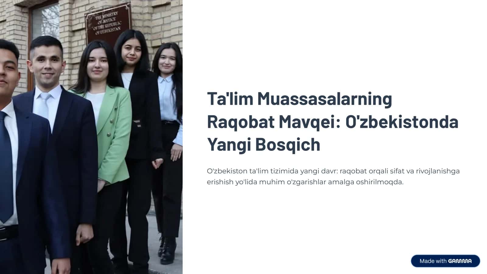Ta'lim Muassasalarning Raqobat Mavqei: O'zbekistonda Yangi Bosqich