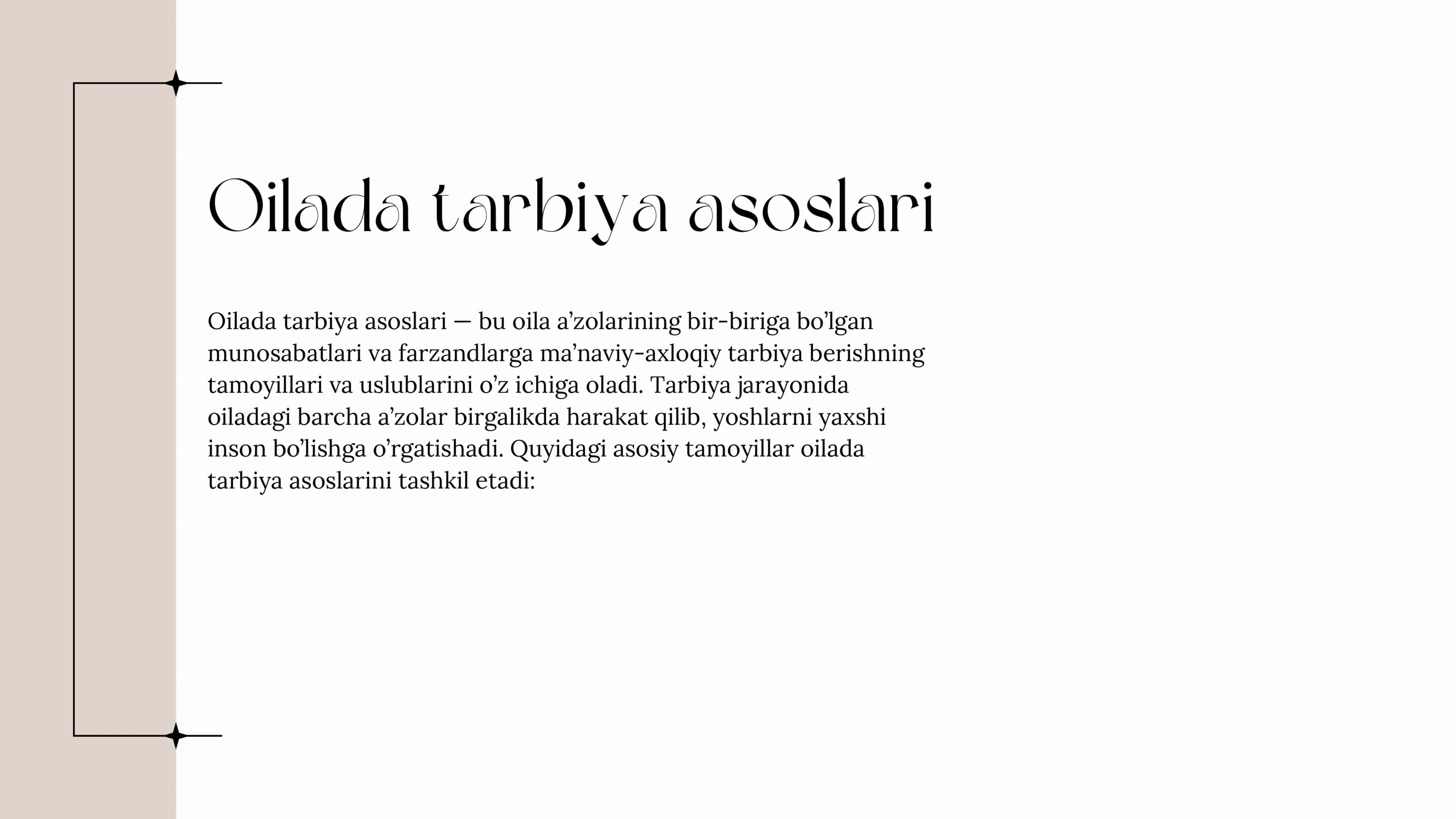 Oilada tarbiya asoslari