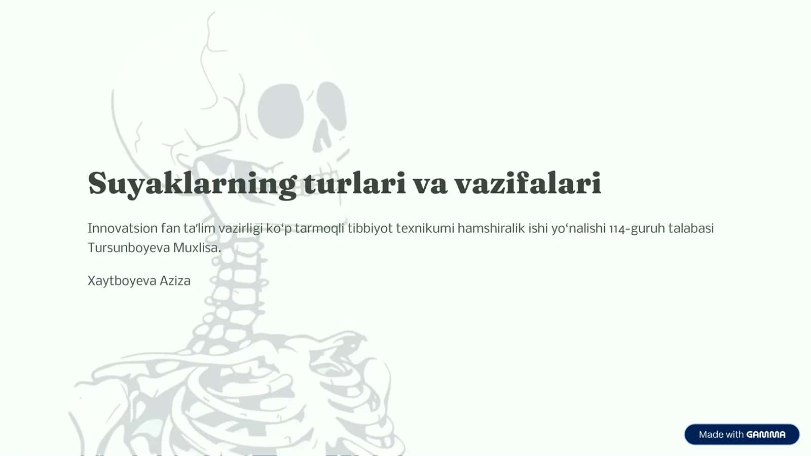 Suyaklarning turlari va vazifalari