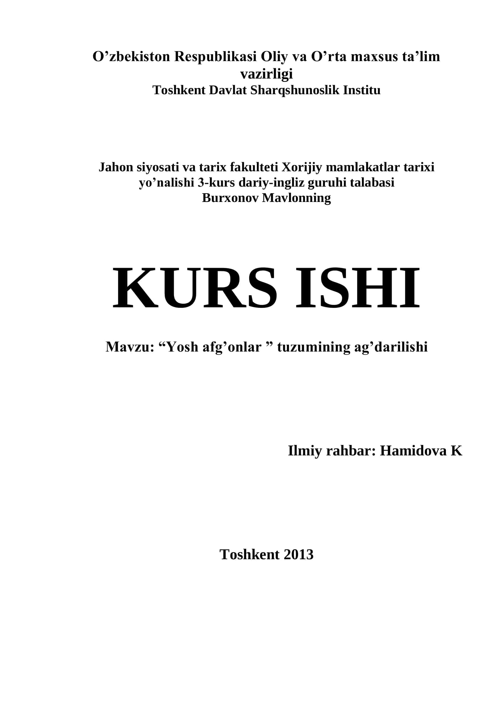 "Yosh afg’onlar" tuzumining ag’darilishi