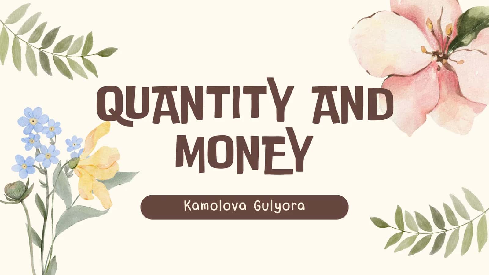 QUANTITY AND MONEY
