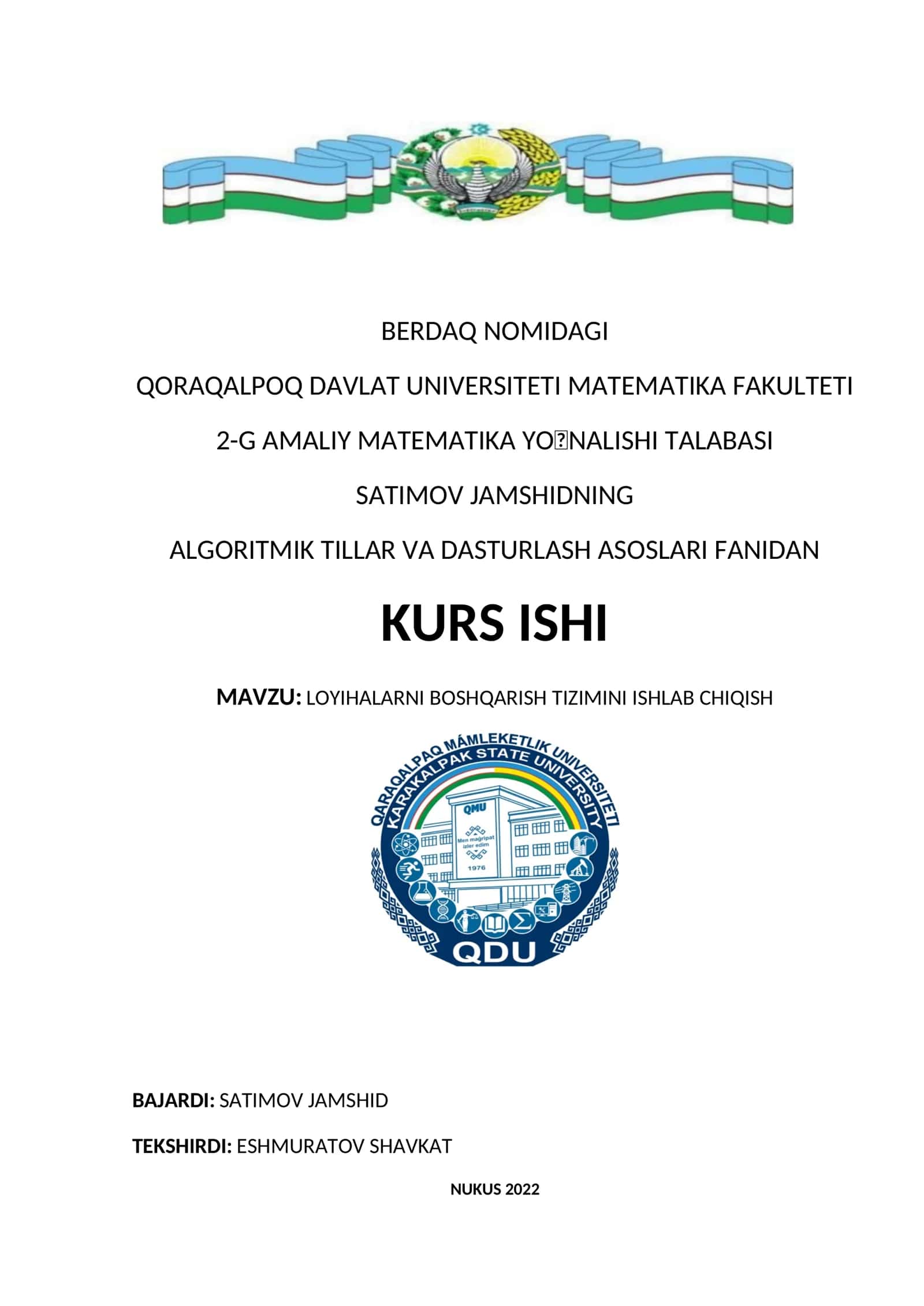 2-G AMALIY MATEMATIKA YO'NALISHI TALABASI