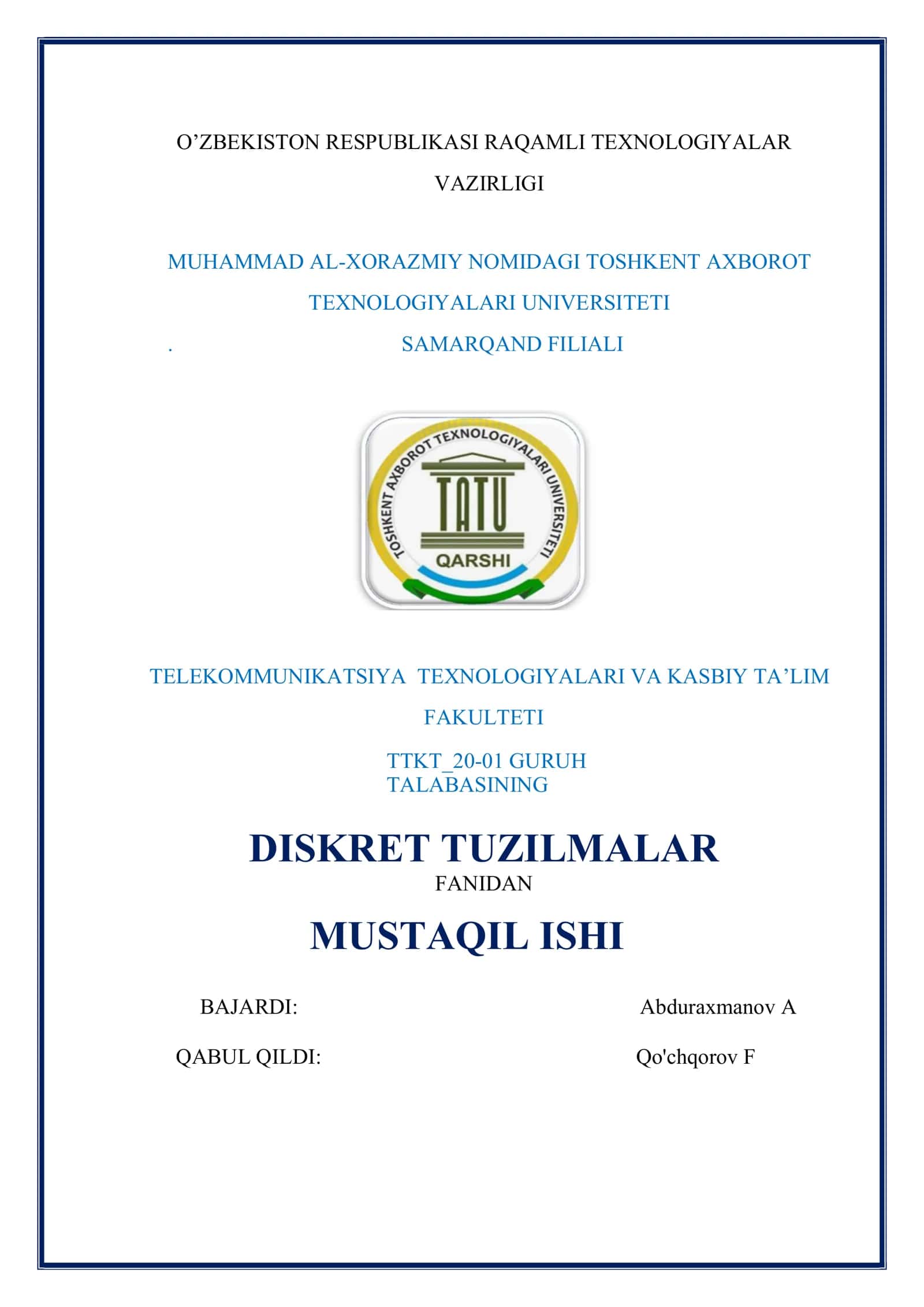 Fikrlar (mulohazalar) algebrasi, asosiy amallar, xossalari, to’liq amallar sistemasi