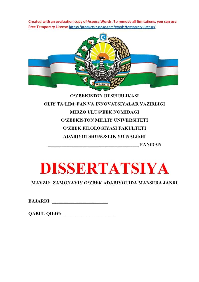 Zamonaviy O‘zbek adabiyotida Mansura janri