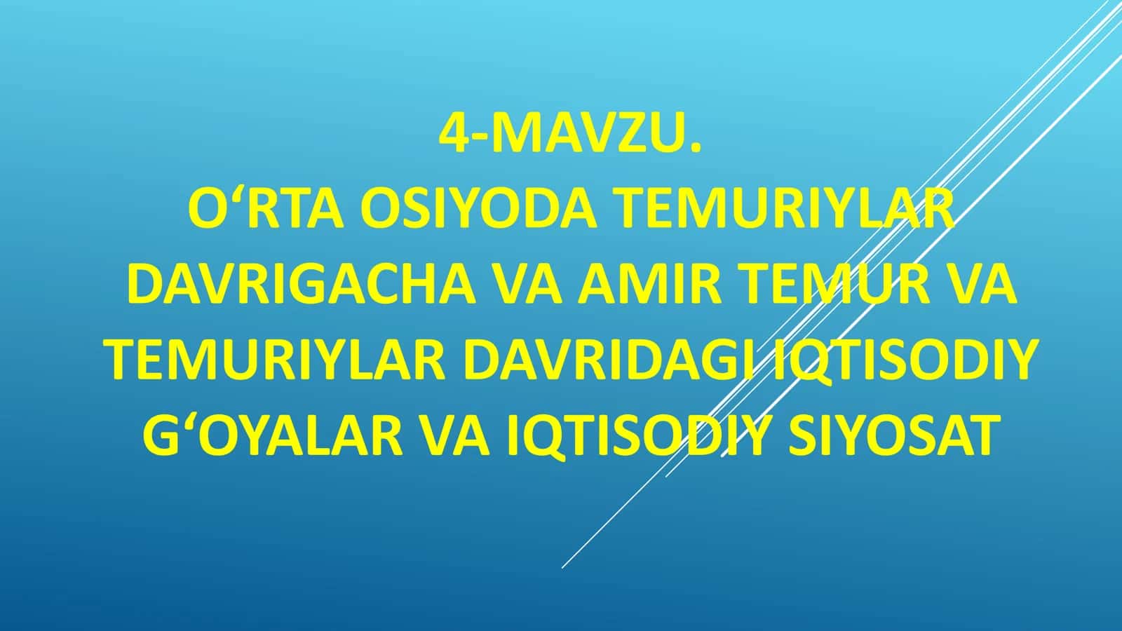 O‘RTA OSIYODA TEMURIYLAR DAVRIGACHA VA AMIR TEMUR VA TEMURIYLAR DAVRIDAGI IQTISODIY G‘OYALAR VA IQTISODIY SIYOSAT