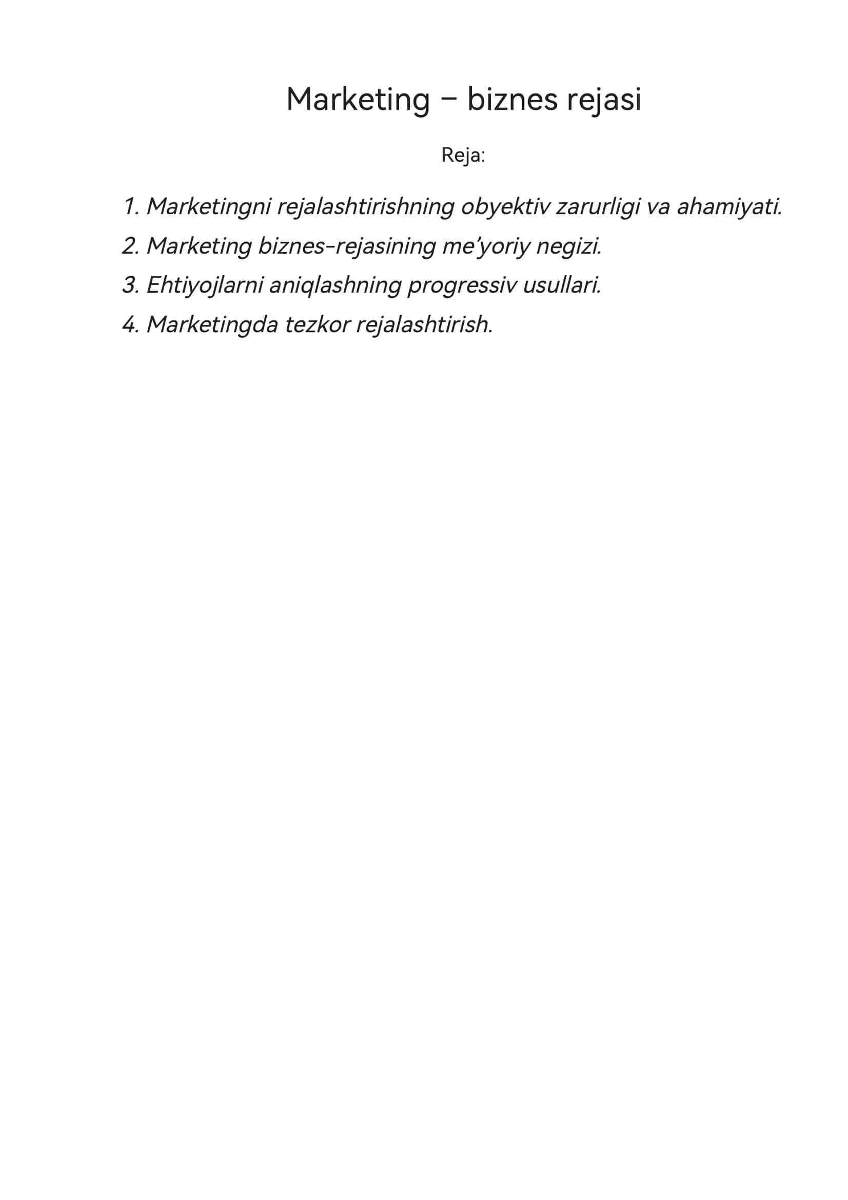 Marketing – biznes rejasi
