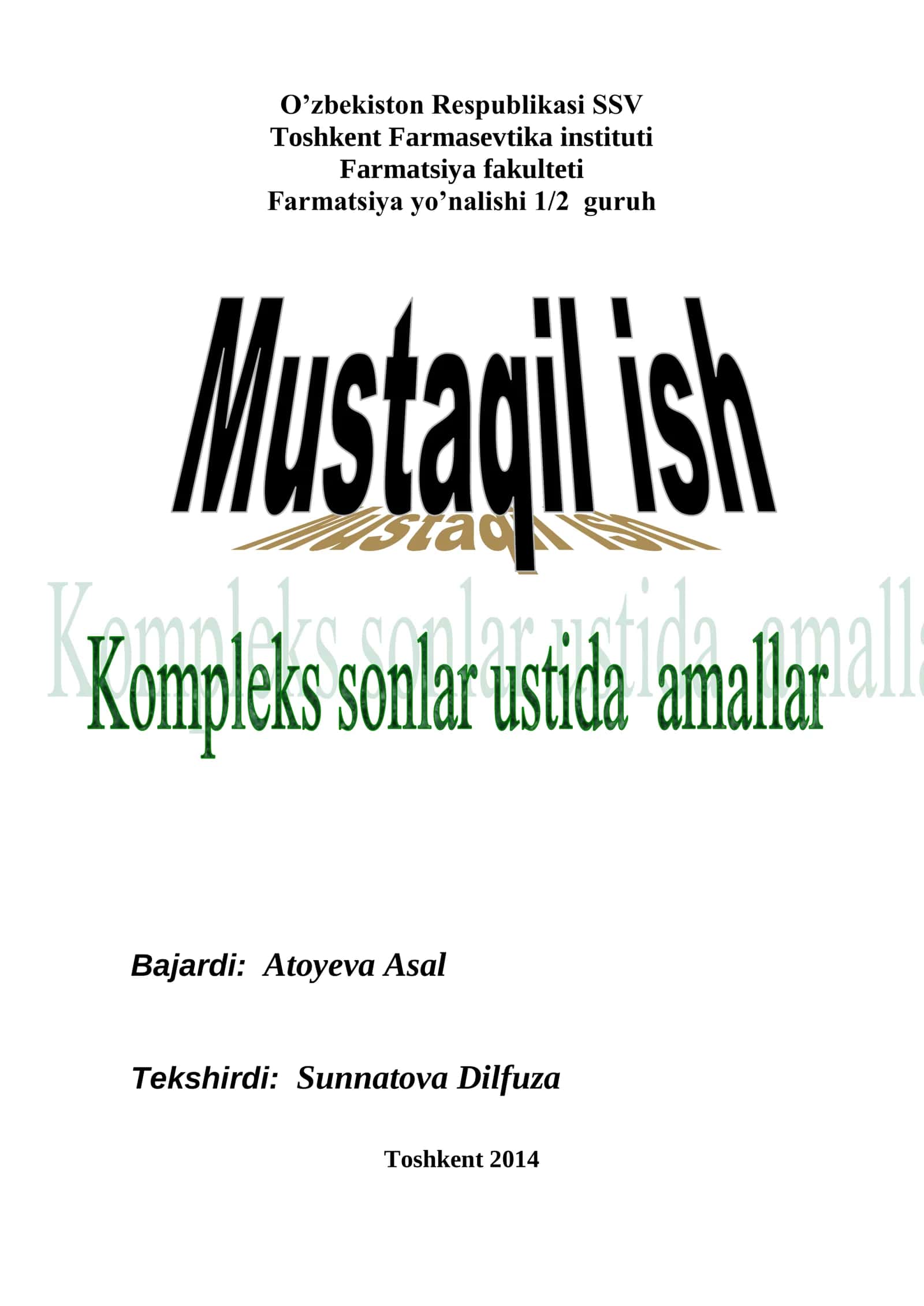 Kompleks sonlar algebrasi