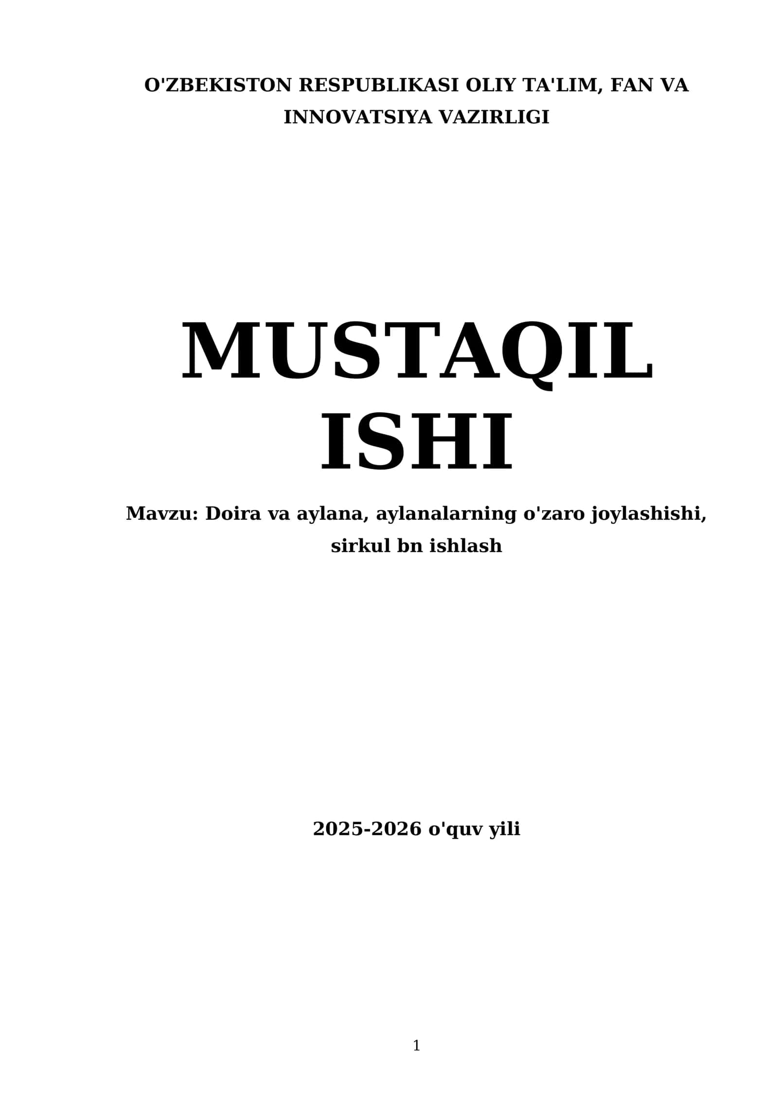 Doira va aylana, aylanalarning o'zaro joylashishi, sirkul bn ishlash