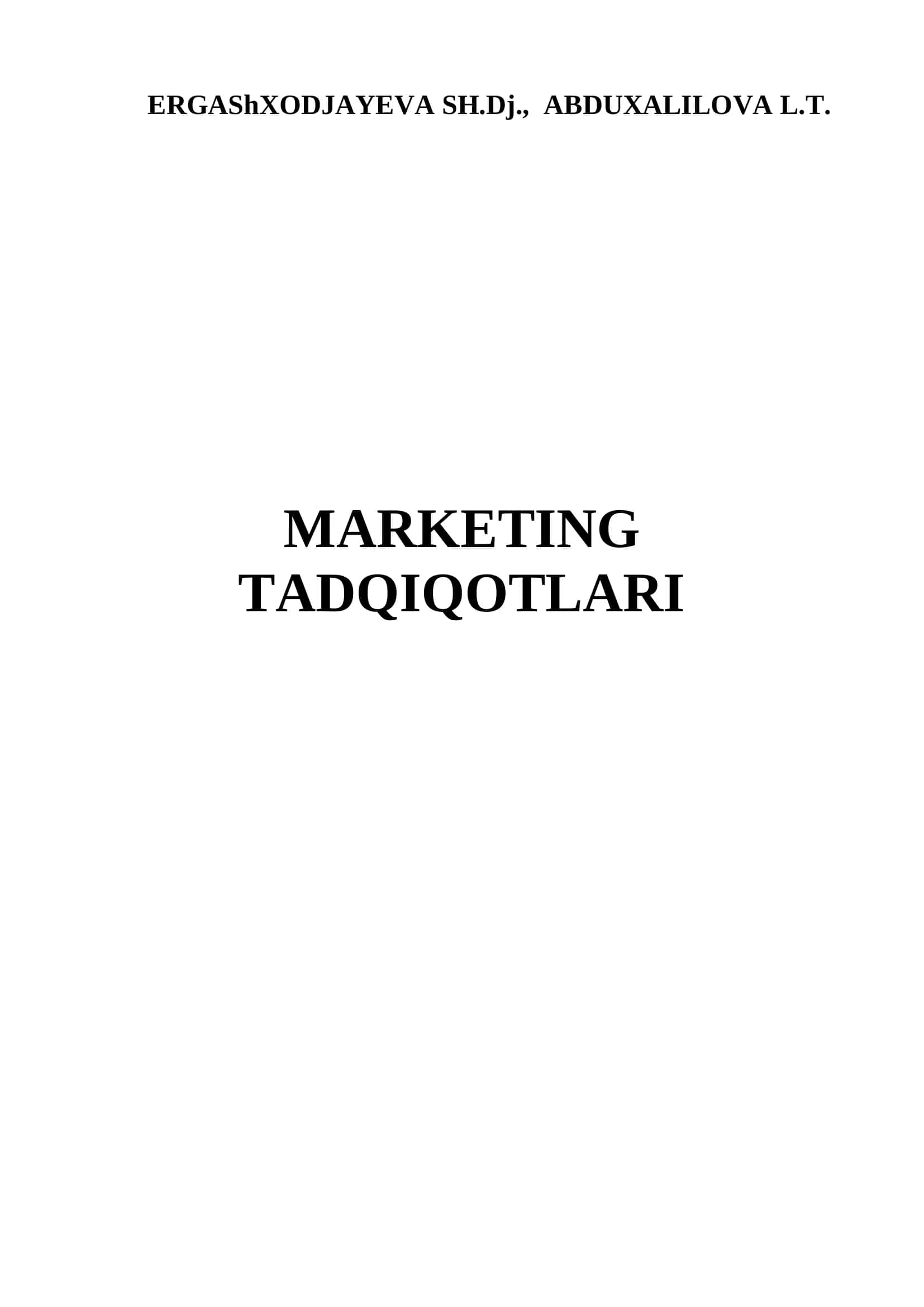 MARKETING TADQIQOTLARI