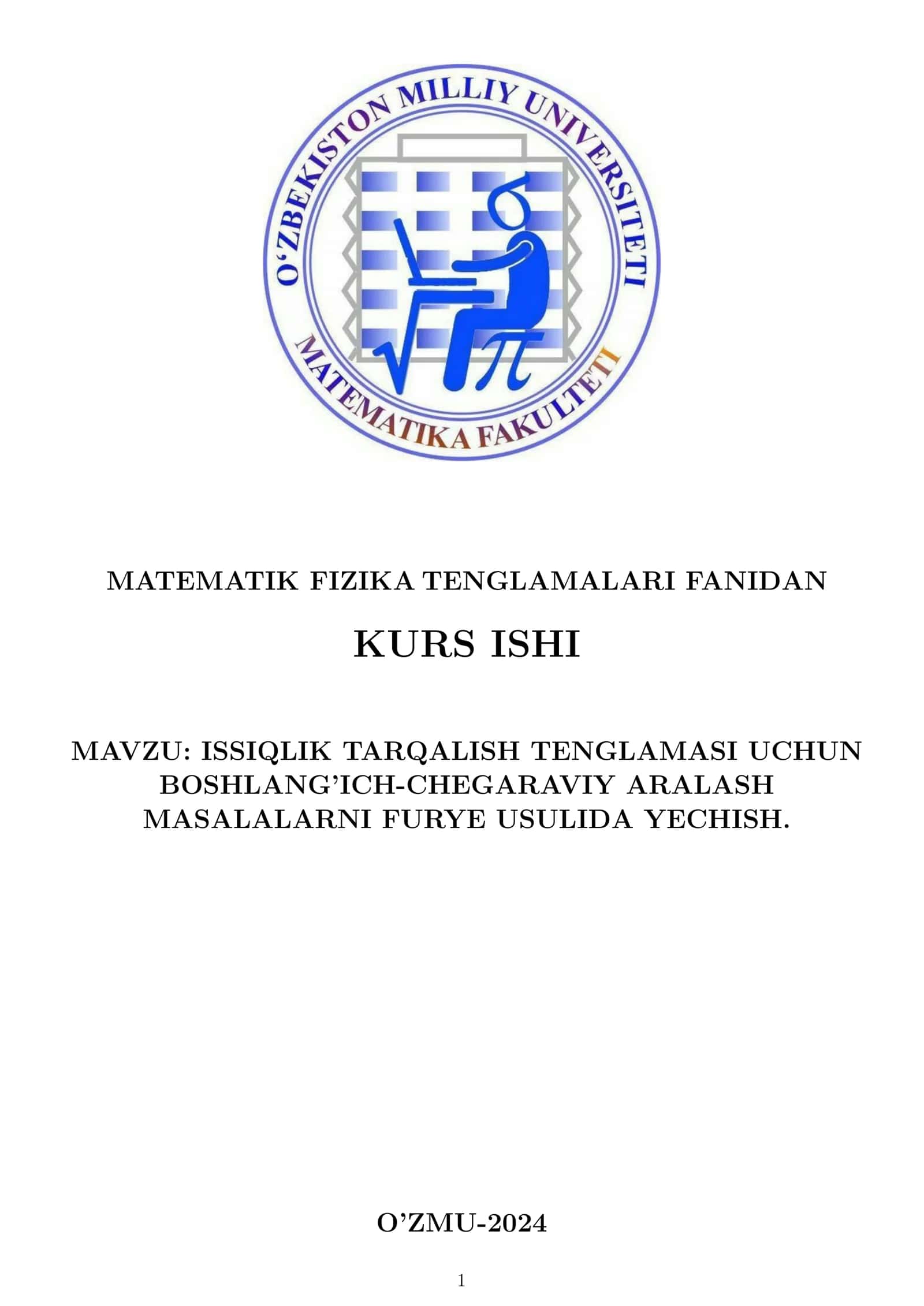 ISSIQLIK TARQALISH TENGLAMASI UCHUN BOSHLANG'ICH-CHEGARAVIY ARALASH MASALALARNI FURYE USULIDA YECHISH.