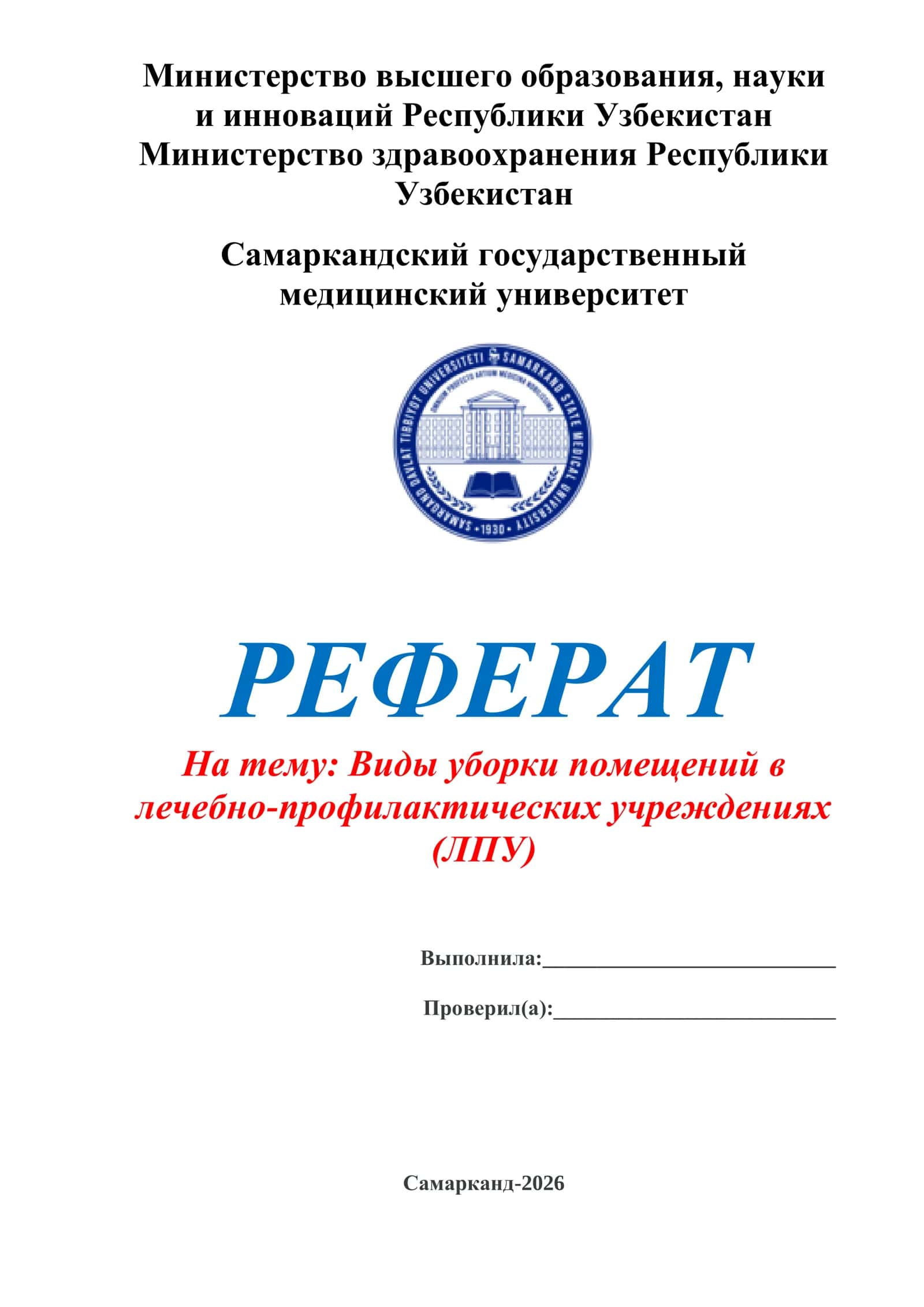 Реферат на тему: Виды уборки