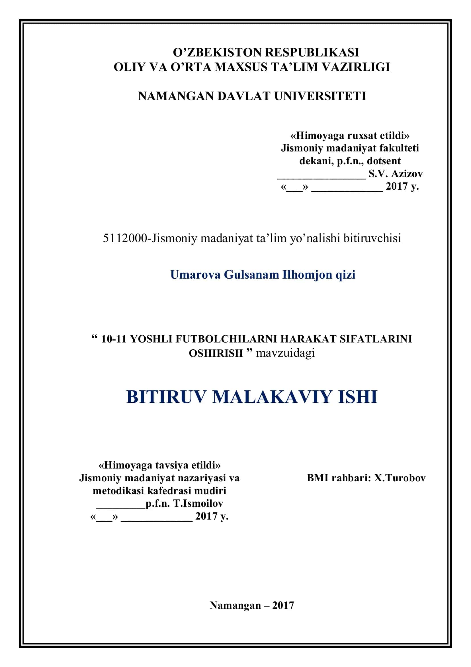 10-11 YOSHLI FUTBOLCHILARNI HARAKAT SIFATLARINI OSHIRISH