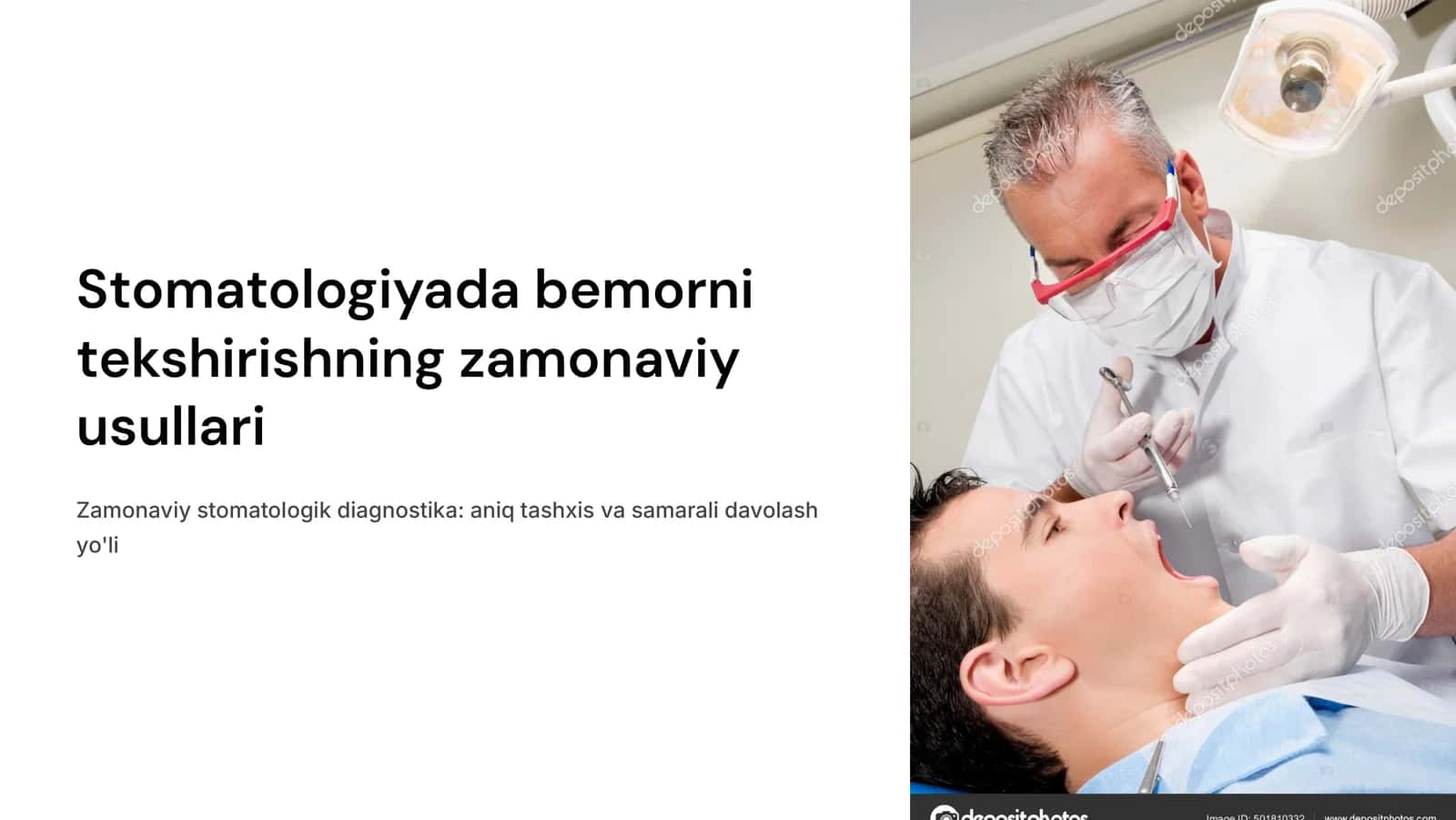 Tekshirishning asosiy va qo‘shimcha usullari. Bemorni tashqi tekshiruvi. Og‘iz bo‘shlig‘ini tekshirish. Apparatura tekshirish usullari (termometriya, densitometriya, elektrometriya, galvanometriya, LDF, reografiya, fotopletismografiya, polyarografiya, exoosteometriya, pH-o‘lchash, rentgenografiya va boshqalar). CHaynash bosimi va chaynash samaradorligini aniqlash usullari. CHPJB diagnostikasi usullari.