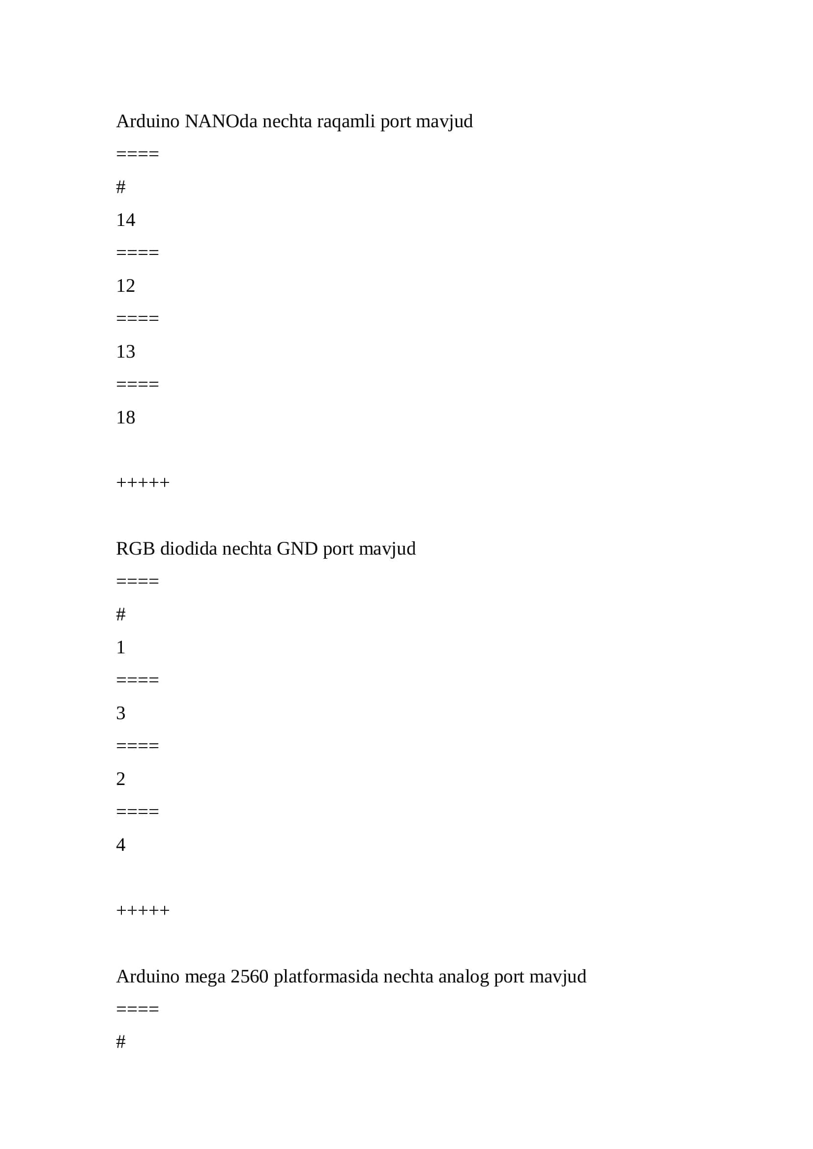 O'rnatilgan tizimlar test savollari javoblari