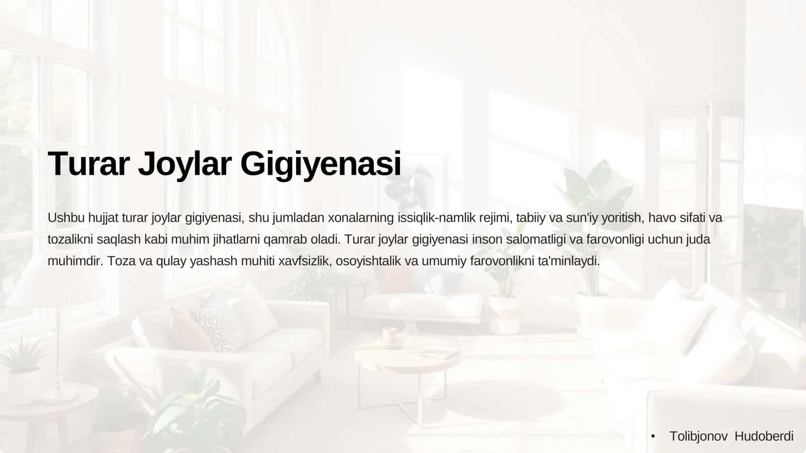 Turar Joylar Gigiyenasi