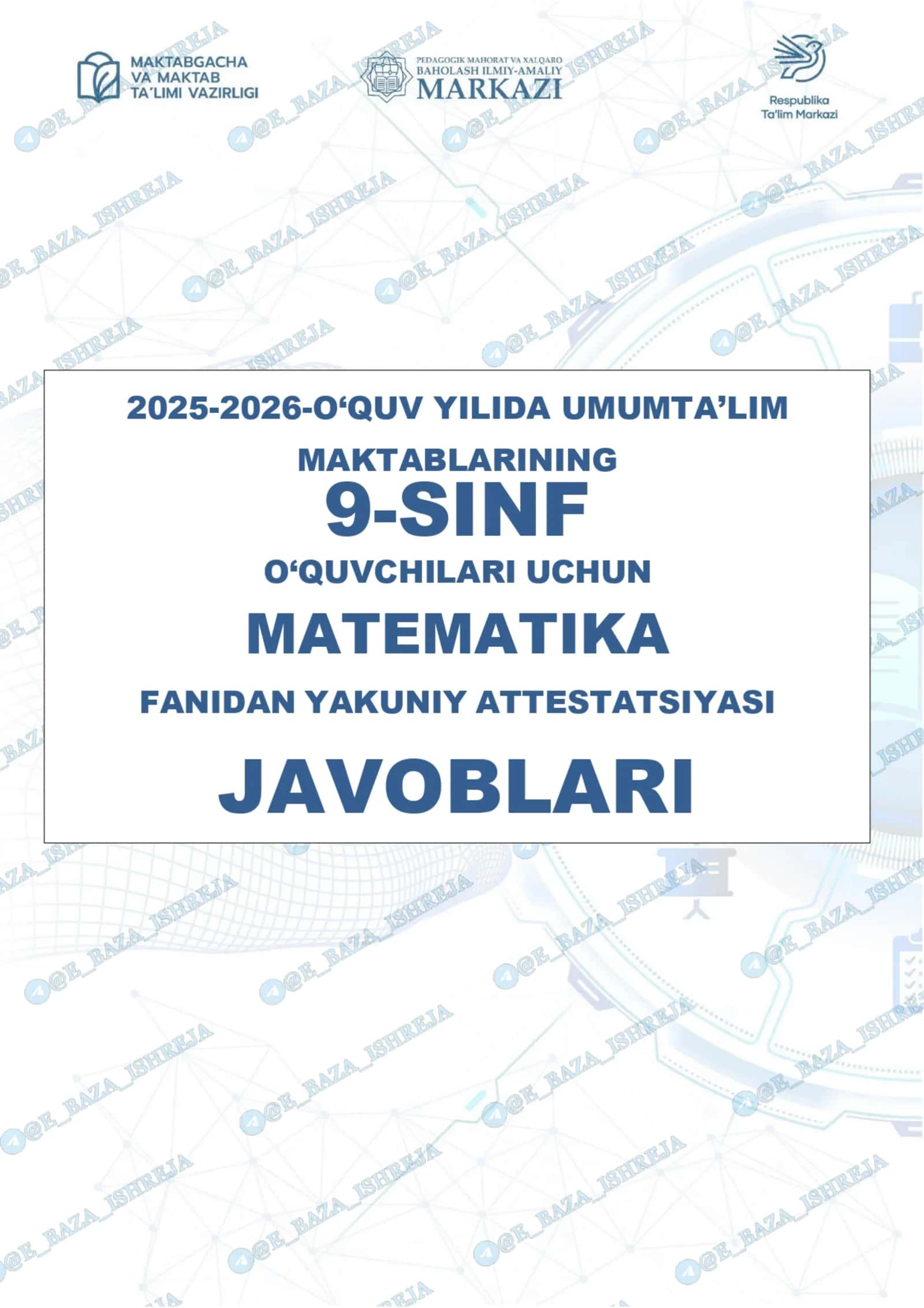 9-sinf Matematika 2025-2026 imtihon javoblari