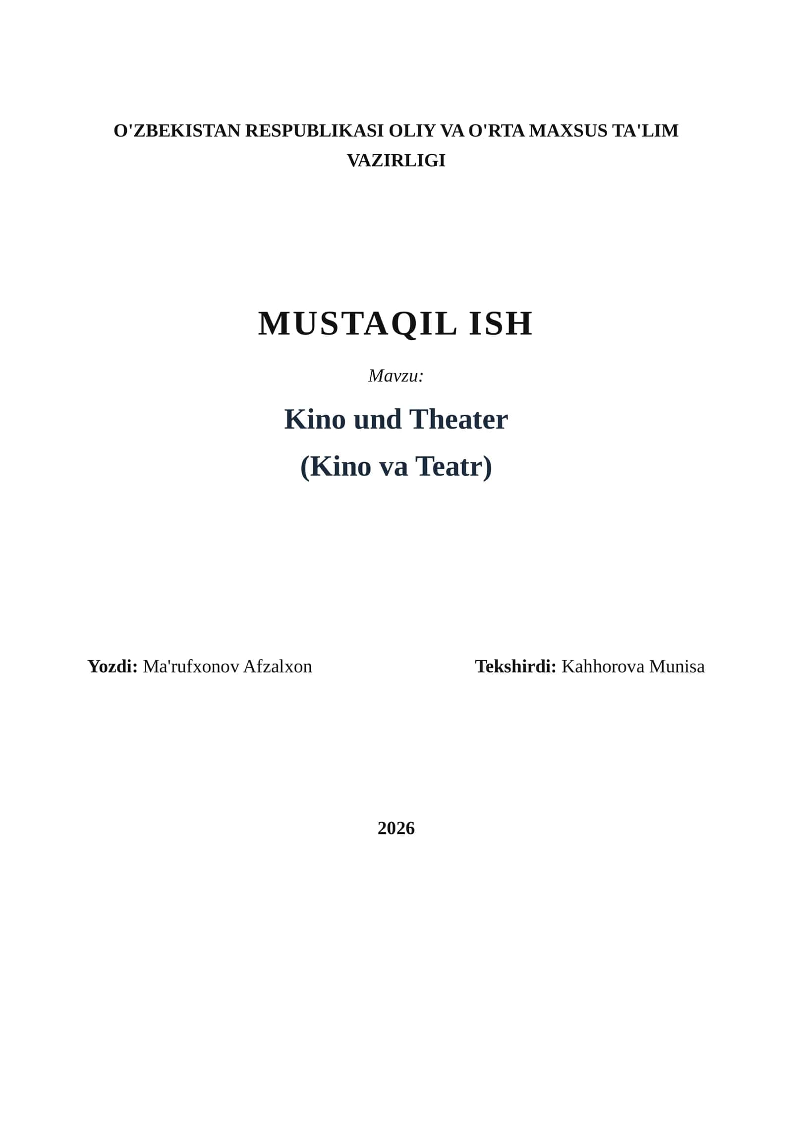 Kino va Teatr