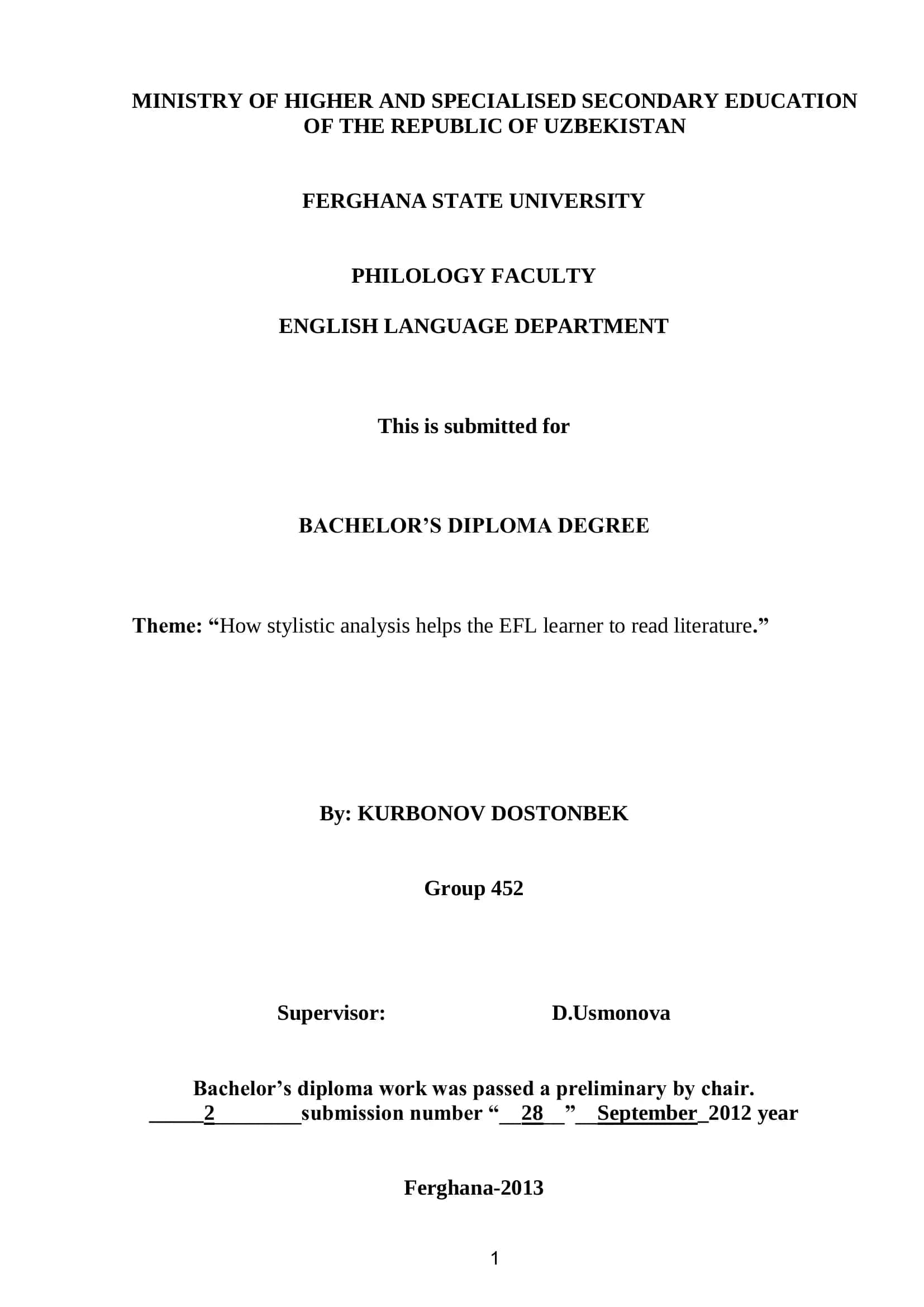 How stylistic analysis helps the EFL learner to read literature