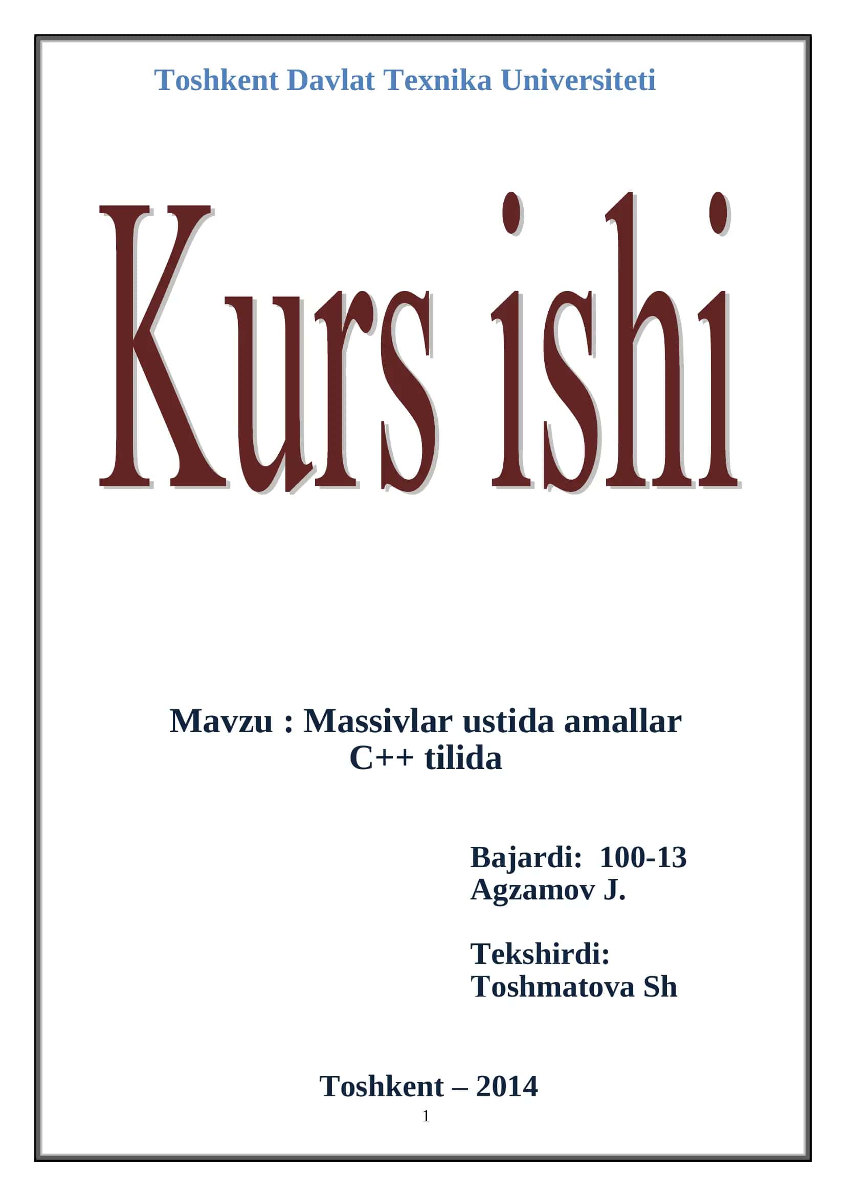 Massivlar ustida amallar
