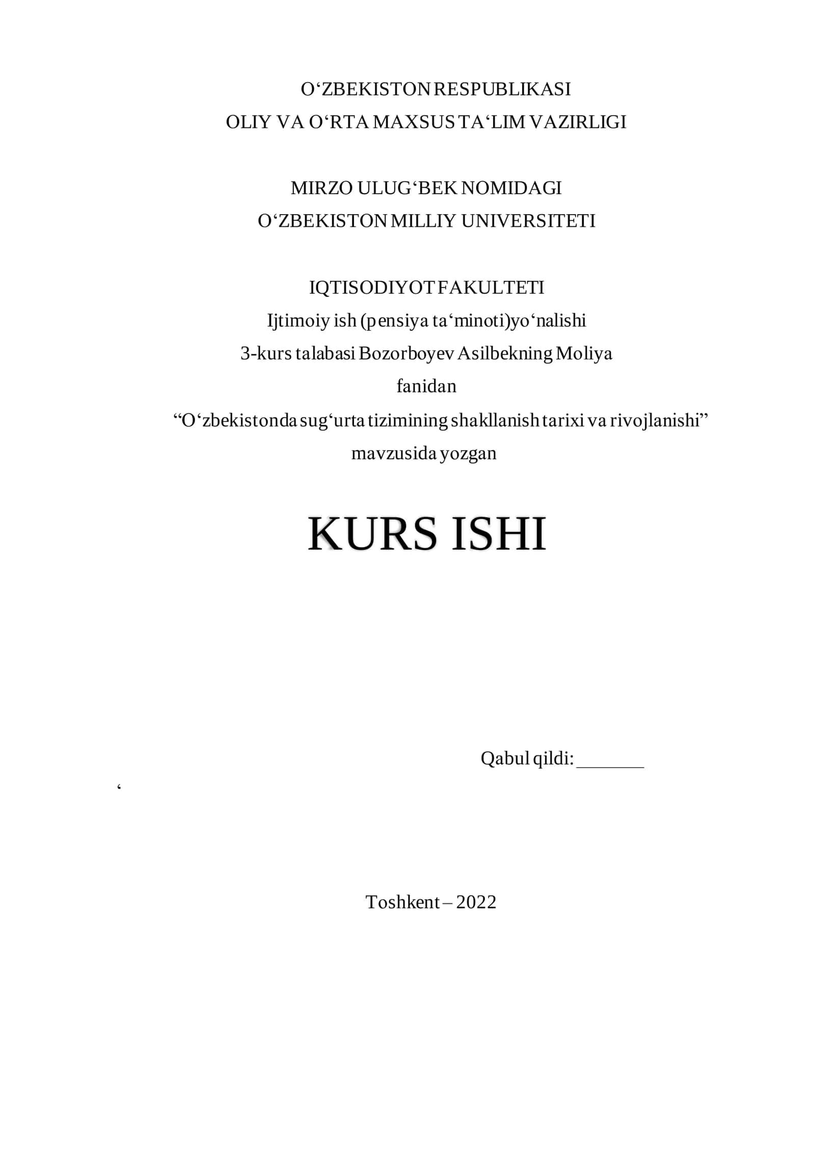 Oʻzbekistоndа Sugʻurtа Tizimining Shаkllаnish Tаriхi Vа Rivоjlаnishi