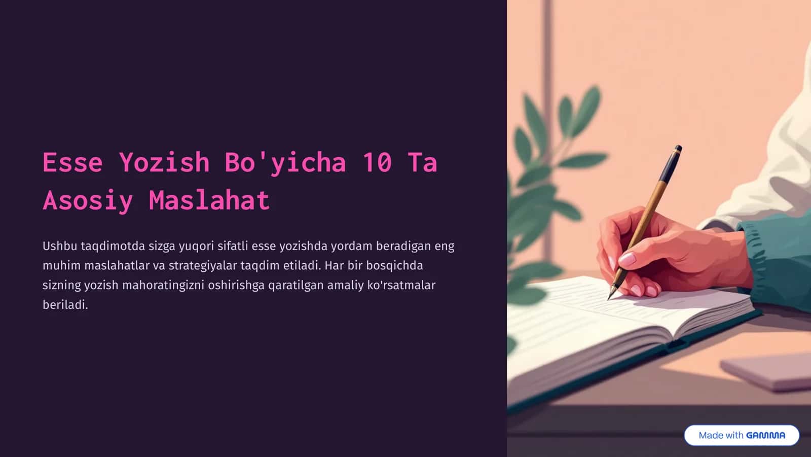 Esse Yozish Bo'yicha 10 Ta Asosiy Maslahat