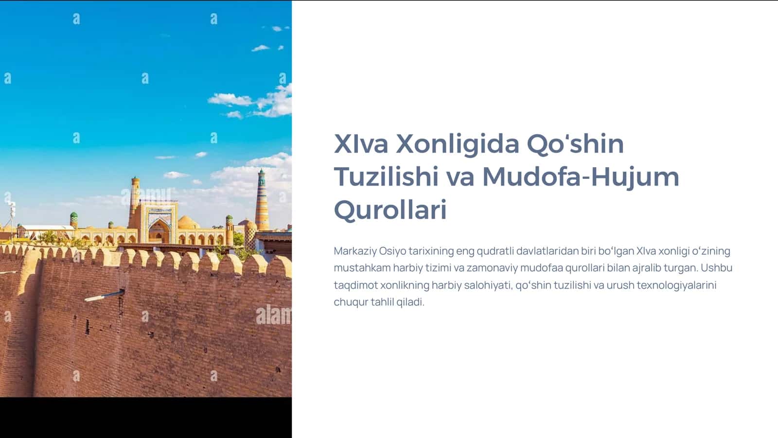 XIva Xonligida Qo'shin Tuzilishi va Mudofa-Hujum Qurollari