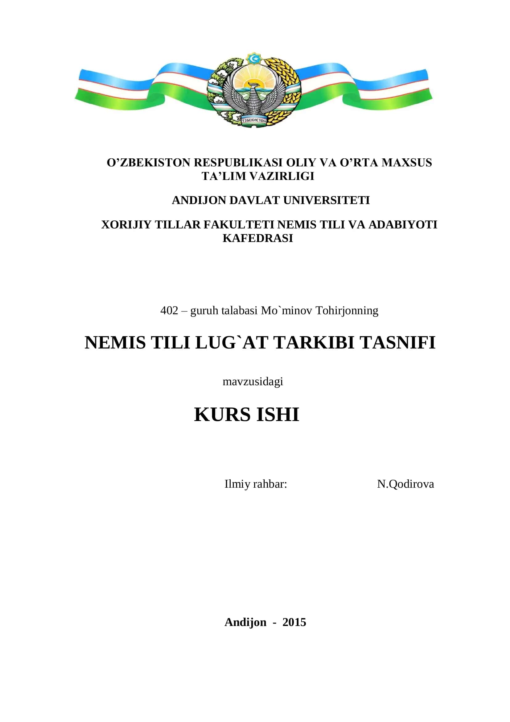 NEMIS TILI LUG`AT TARKIBI TASNIFI