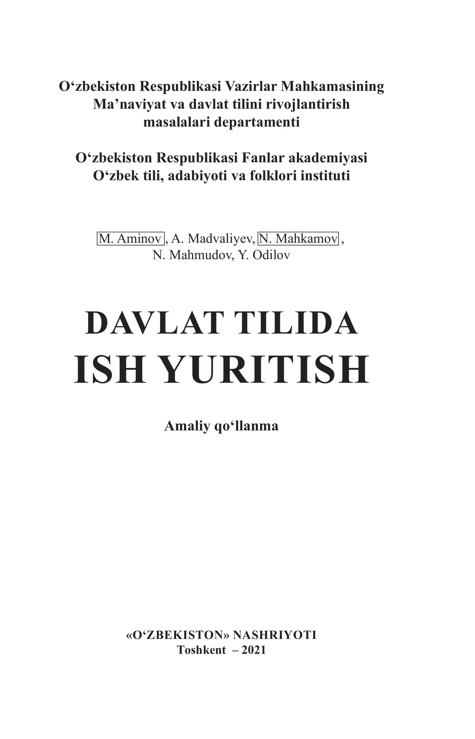 DAVLAT TILIDA ISH YURITISH