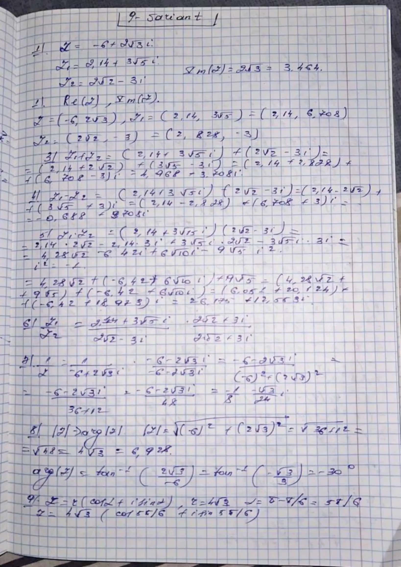 Hisob 2 fanidan oraliq nazorat 9-variant javoblari (qo'l yozma)