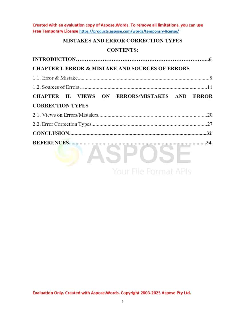 MISTAKES AND ERROR CORRECTION TYPES