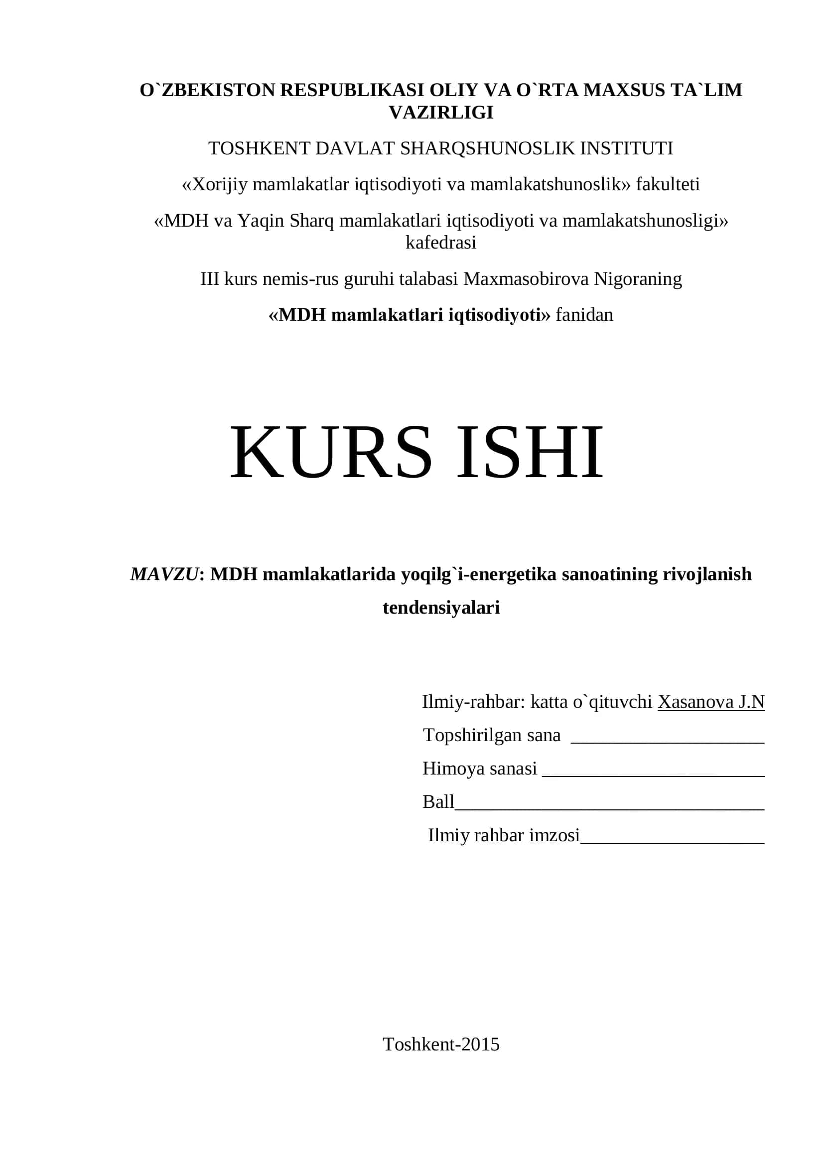 MDH mamlakatlari iqtisodiyoti
