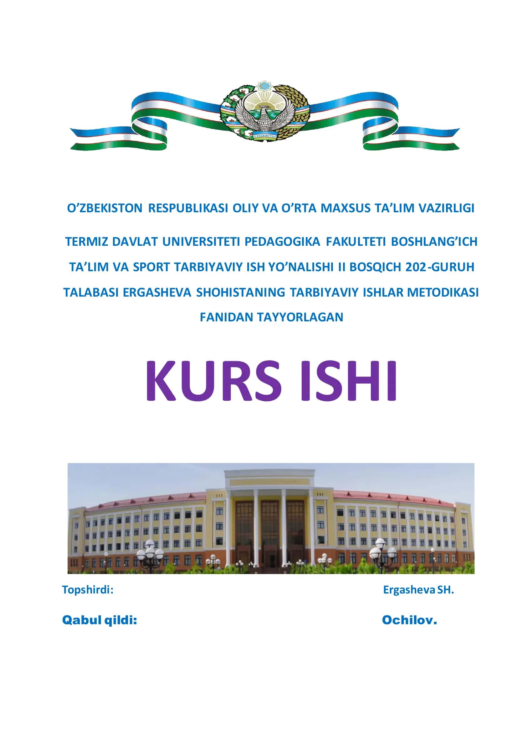 Ma'naviyat ishlari bo'ycha direktor o'rinbosarining ish rejasi