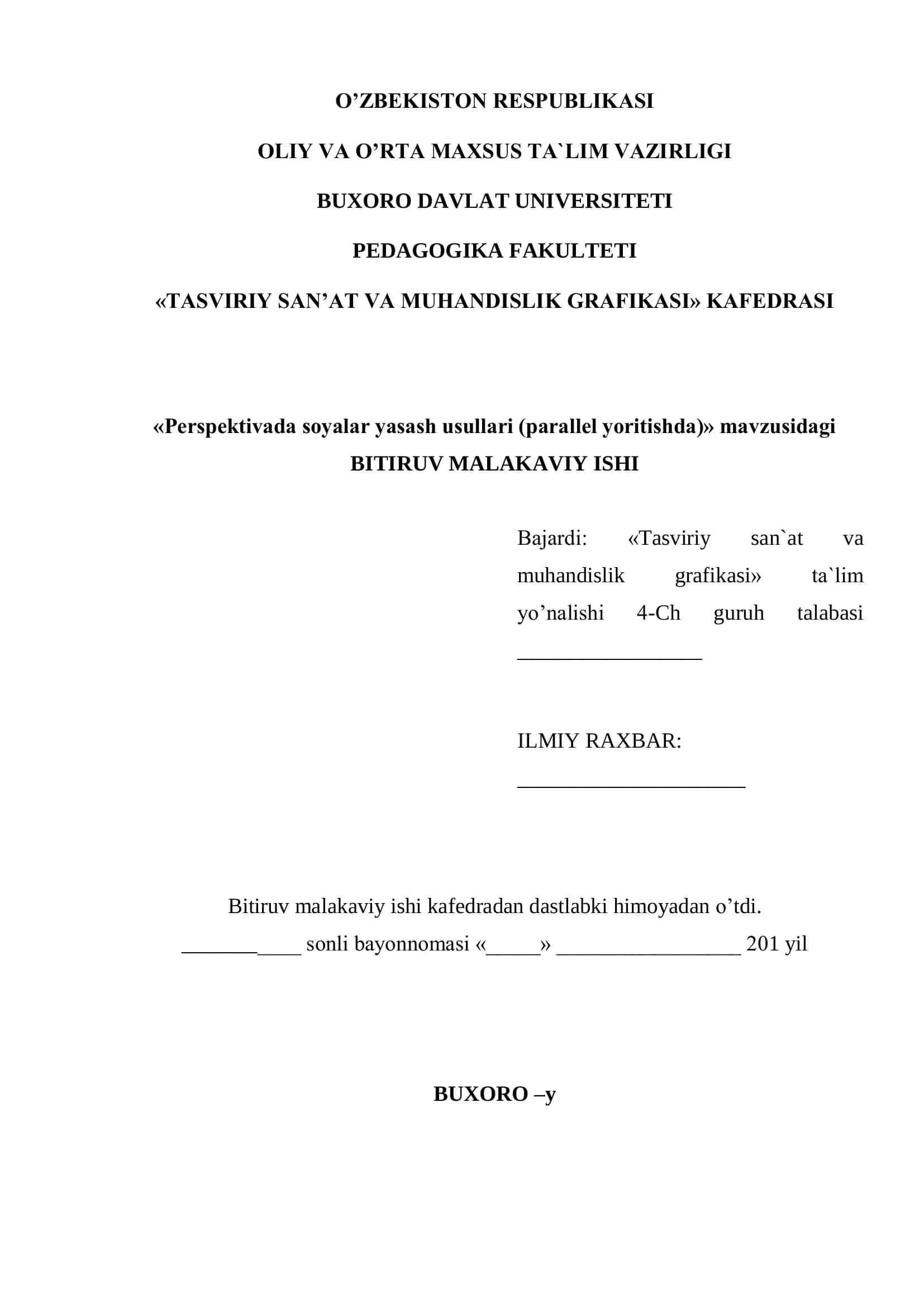 Perspektivada soyalar yasash usullari (parallel yoritishda)