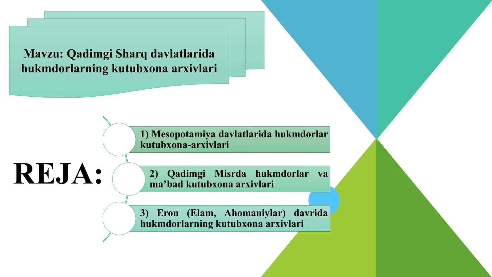 Qadimgi Sharq davlatlarida hukmdorlarning kutubxona arxivlari