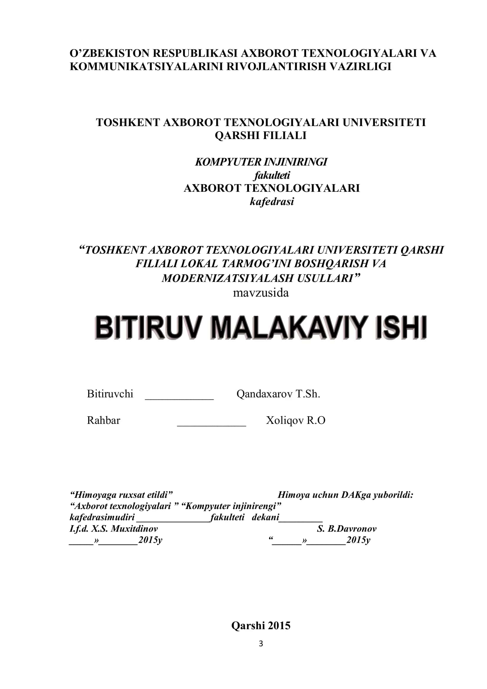 Lokal tarmoqni boshqarish va modernizatsiyalash usullari